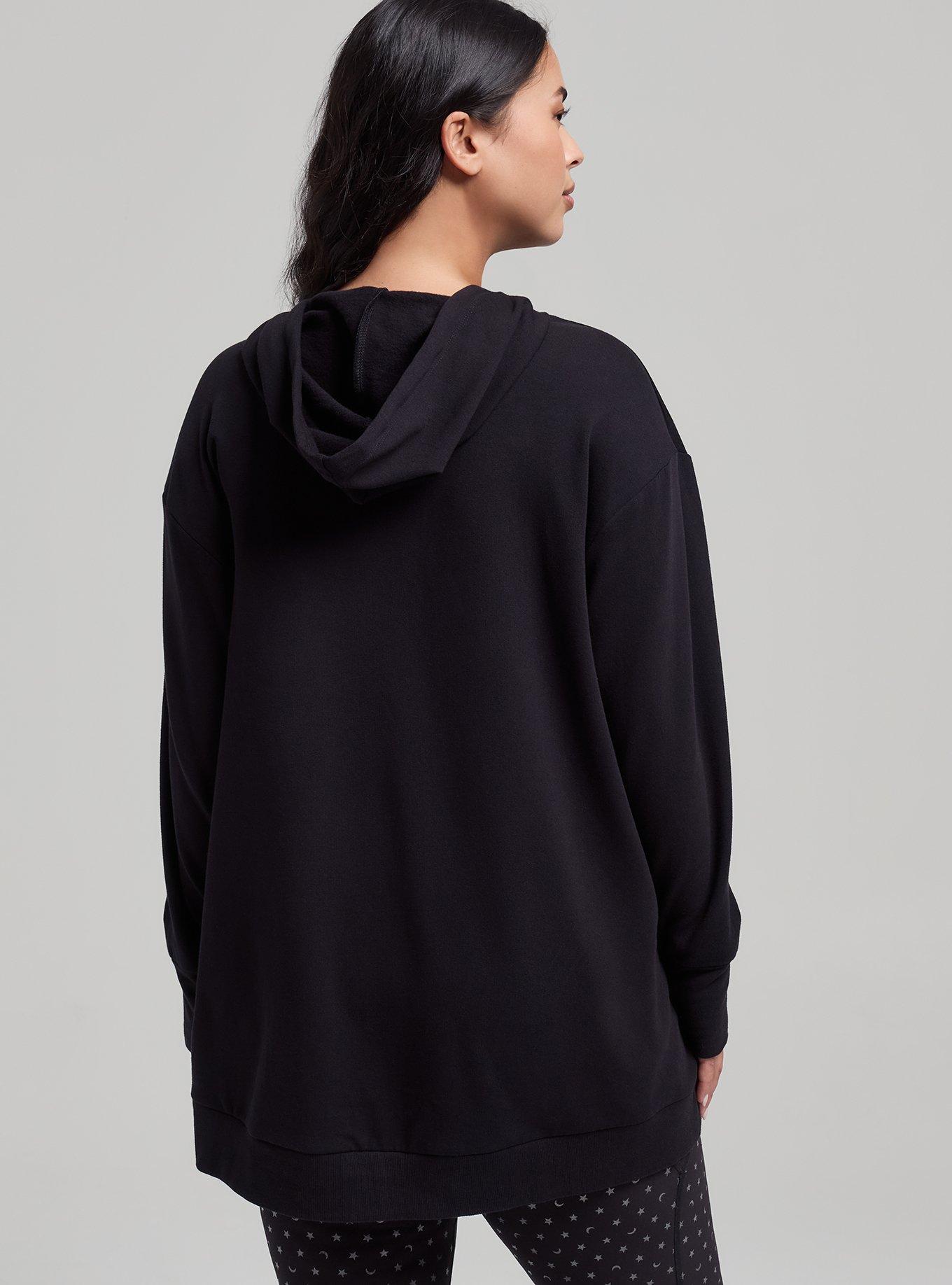 TRU Everyday Fleece Hi-Low Active Hoodie, DEEP BLACK, alternate