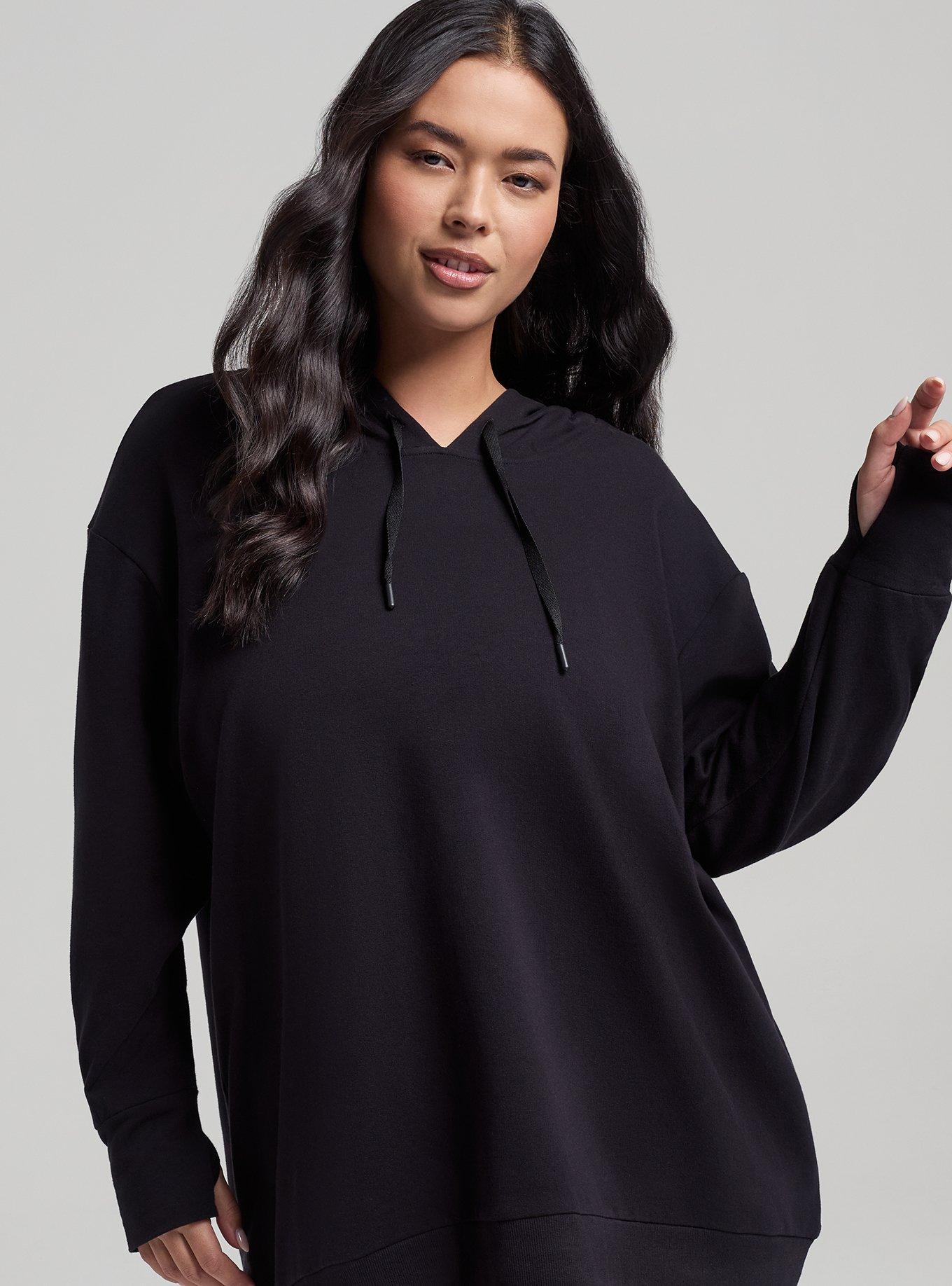 TRU Everyday Fleece Hi-Low Active Hoodie, DEEP BLACK, alternate