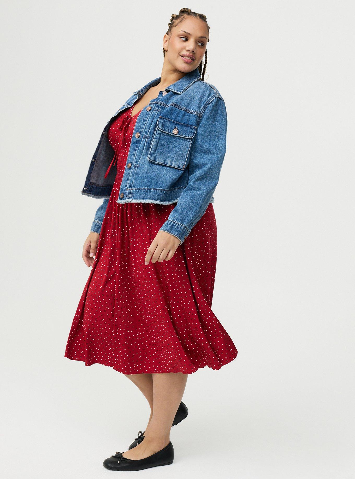 Corset Detail Midi Dress, DOTS A LOTS RED, alternate