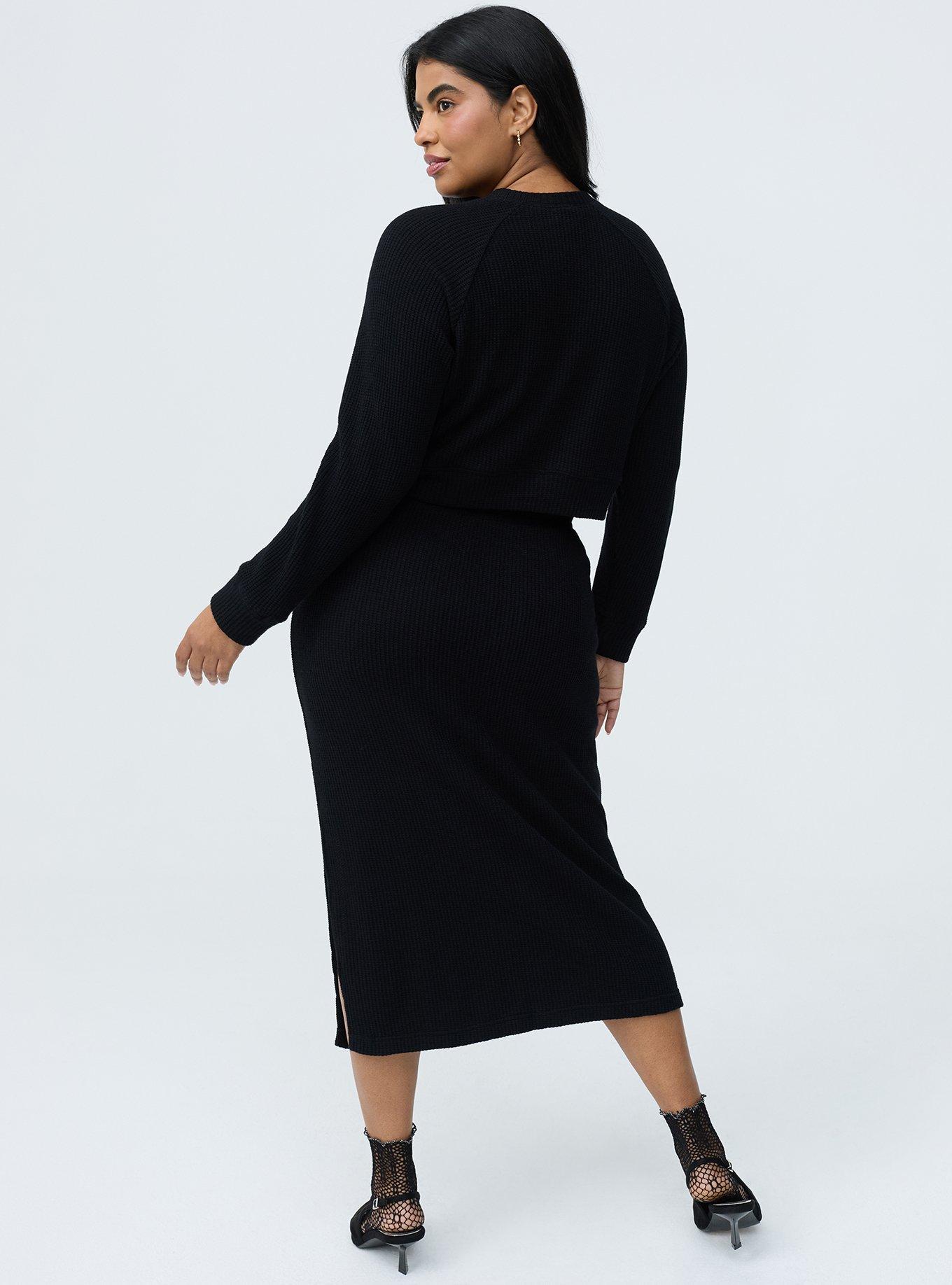 Waffle Knit Sweatshirt Skirt Set