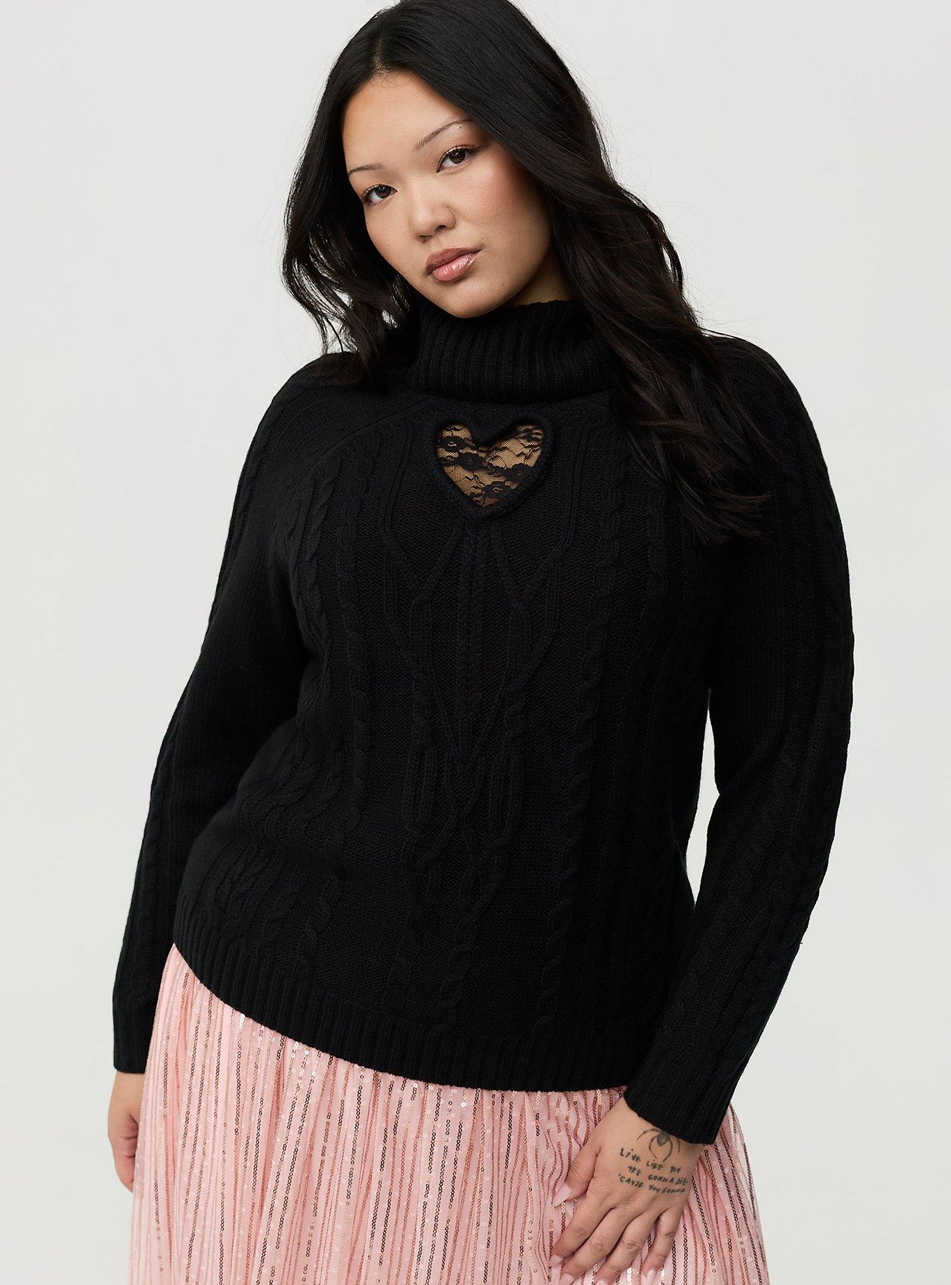Heart Turtleneck Pullover Sweater