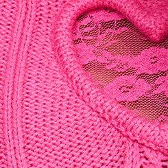 Heart Turtleneck Pullover Sweater, SHOCKING PINK, swatch