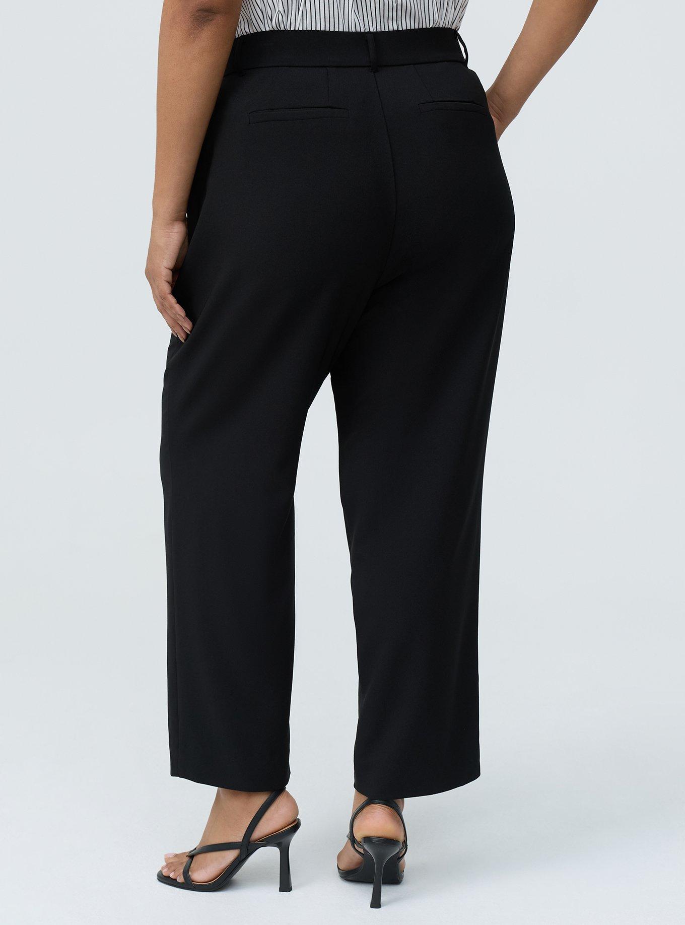 High-Rise Straight Crepe Pant, DEEP BLACK, alternate