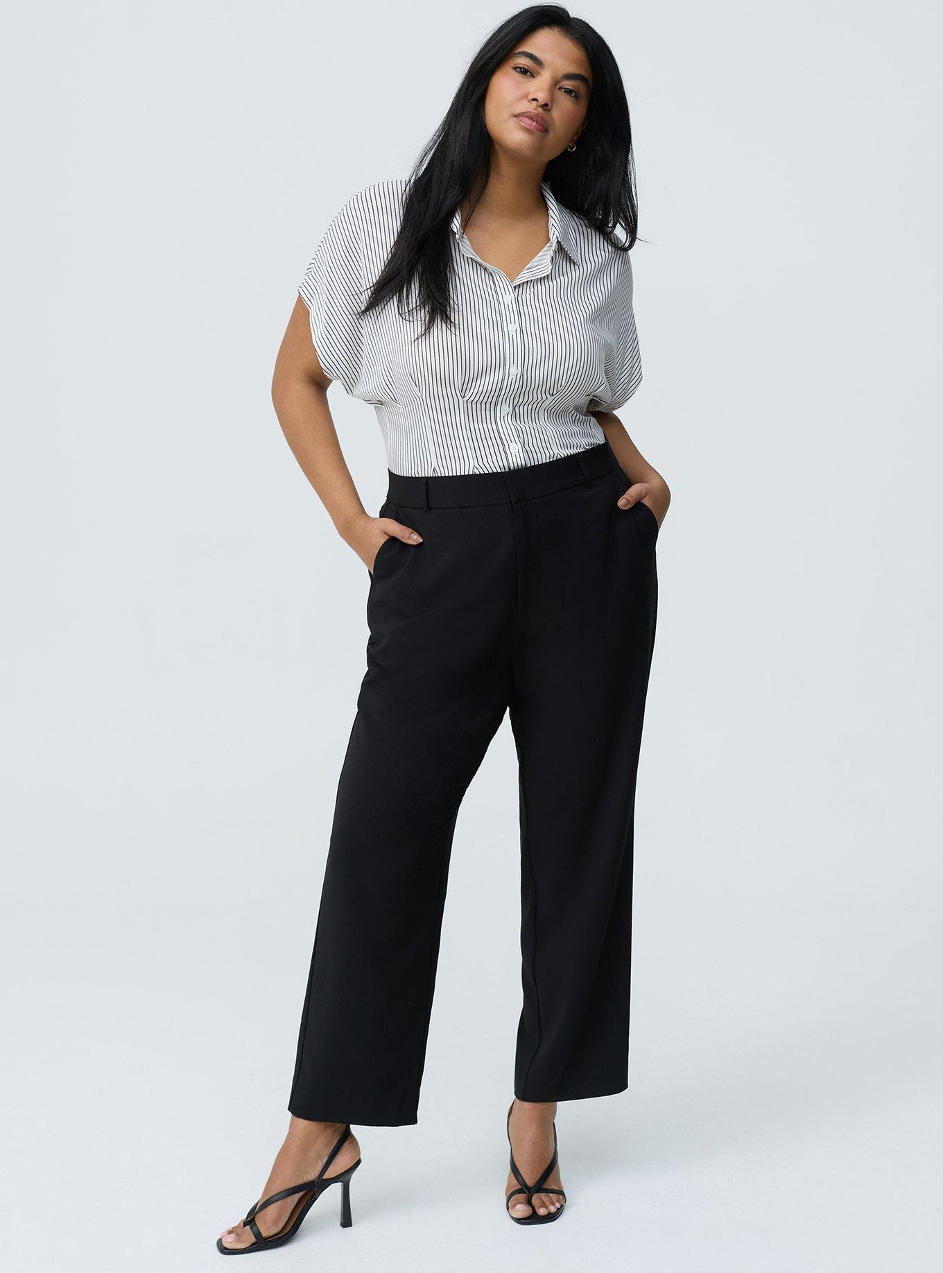 High-Rise Straight Crepe Pant, DEEP BLACK, alternate