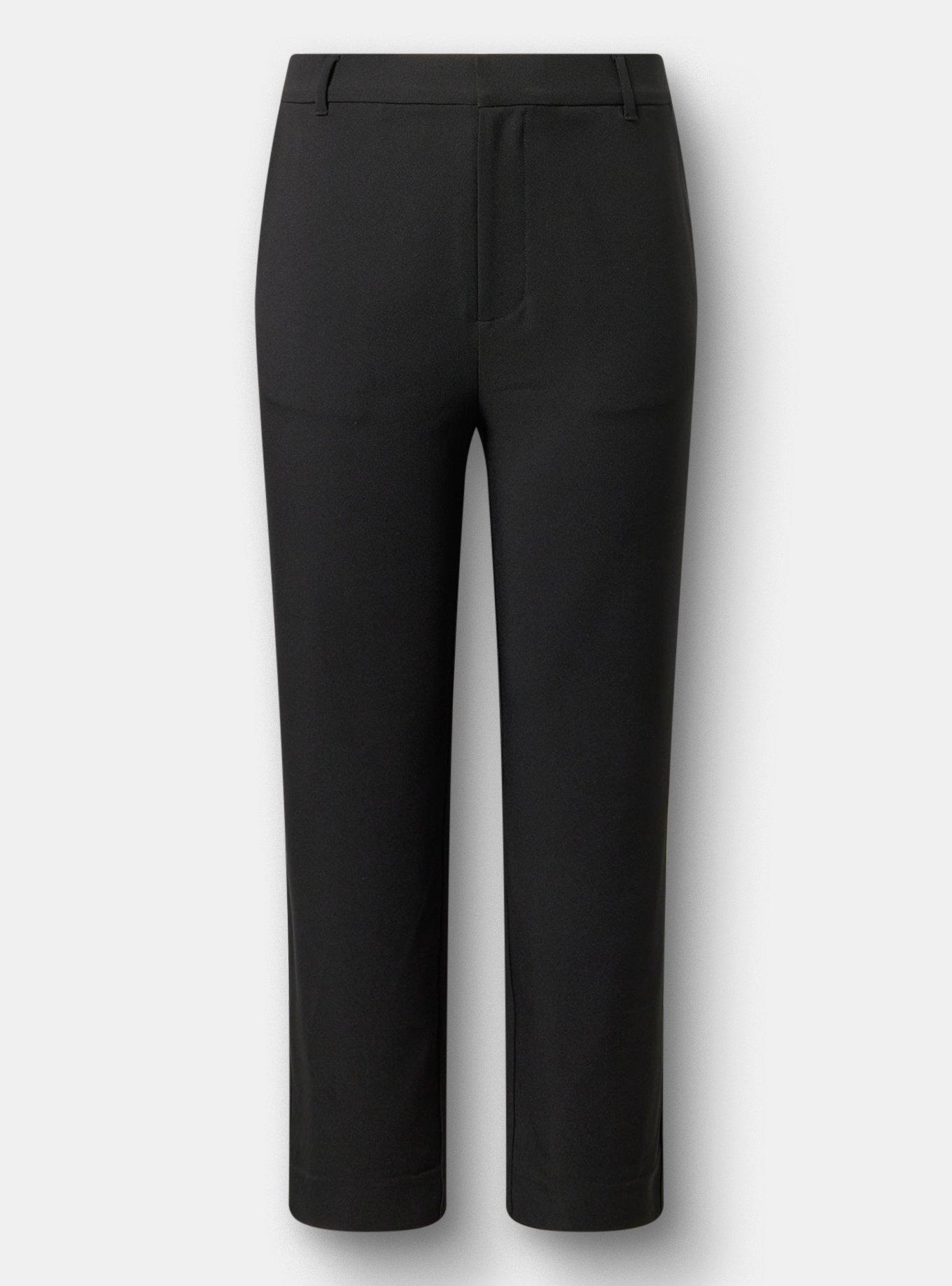 High-Rise Straight Crepe Pant, DEEP BLACK, hi-res