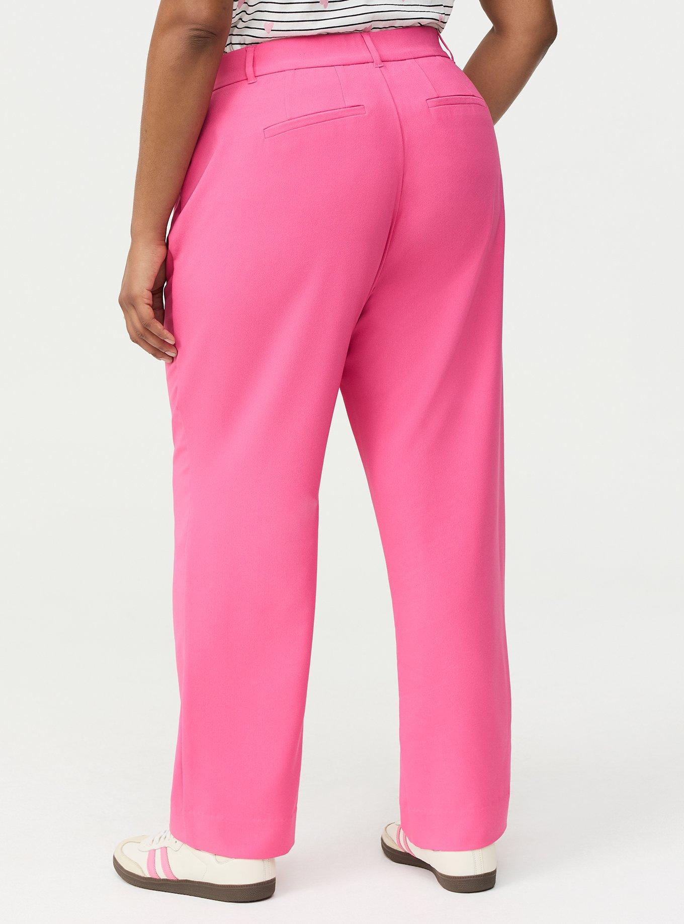 High-Rise Straight Crepe Pant, SHOCKING PINK, alternate
