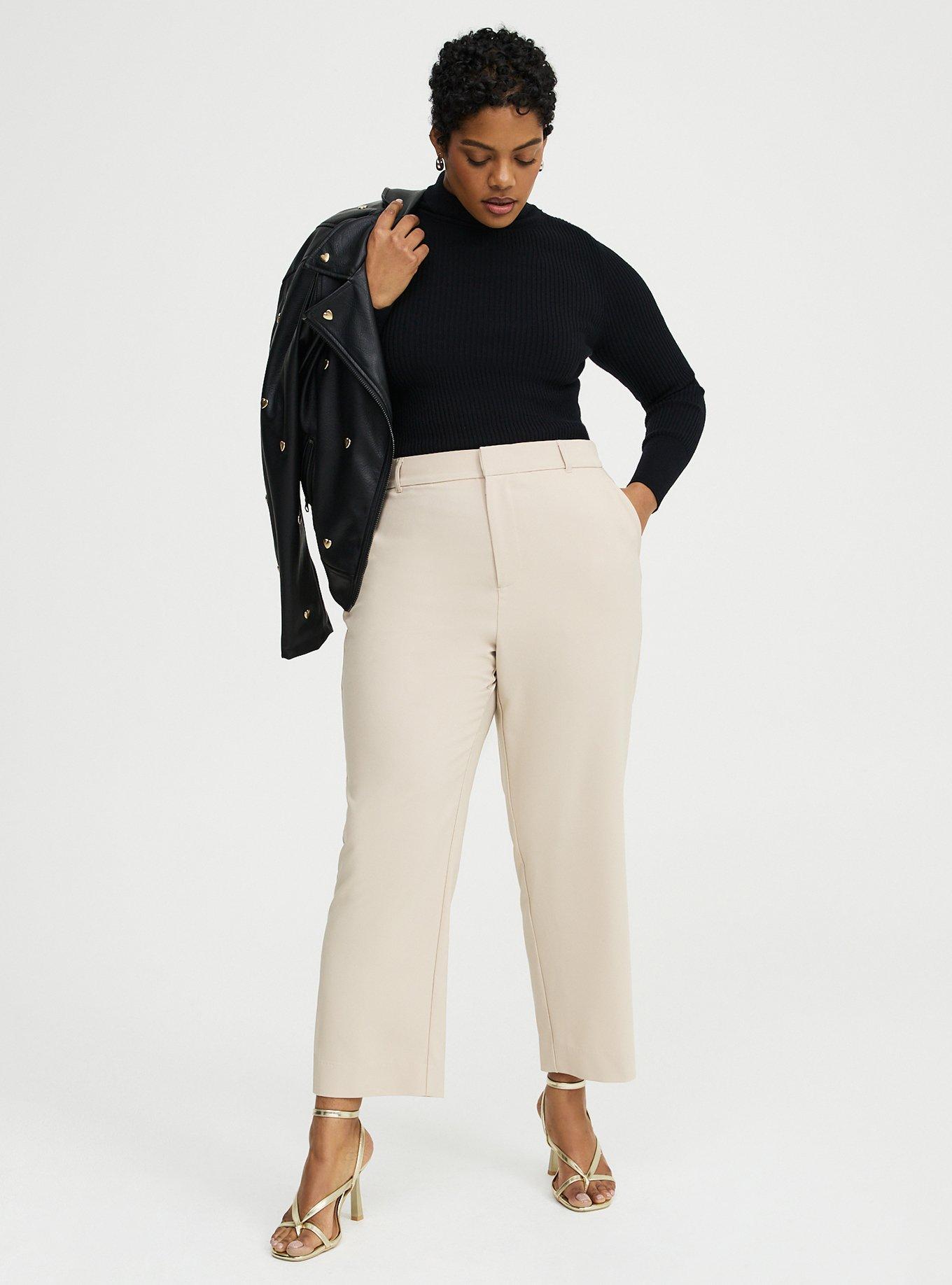 Plus Size High-Rise Straight Crepe Pant, VINTAGE KHAKI, hi-res