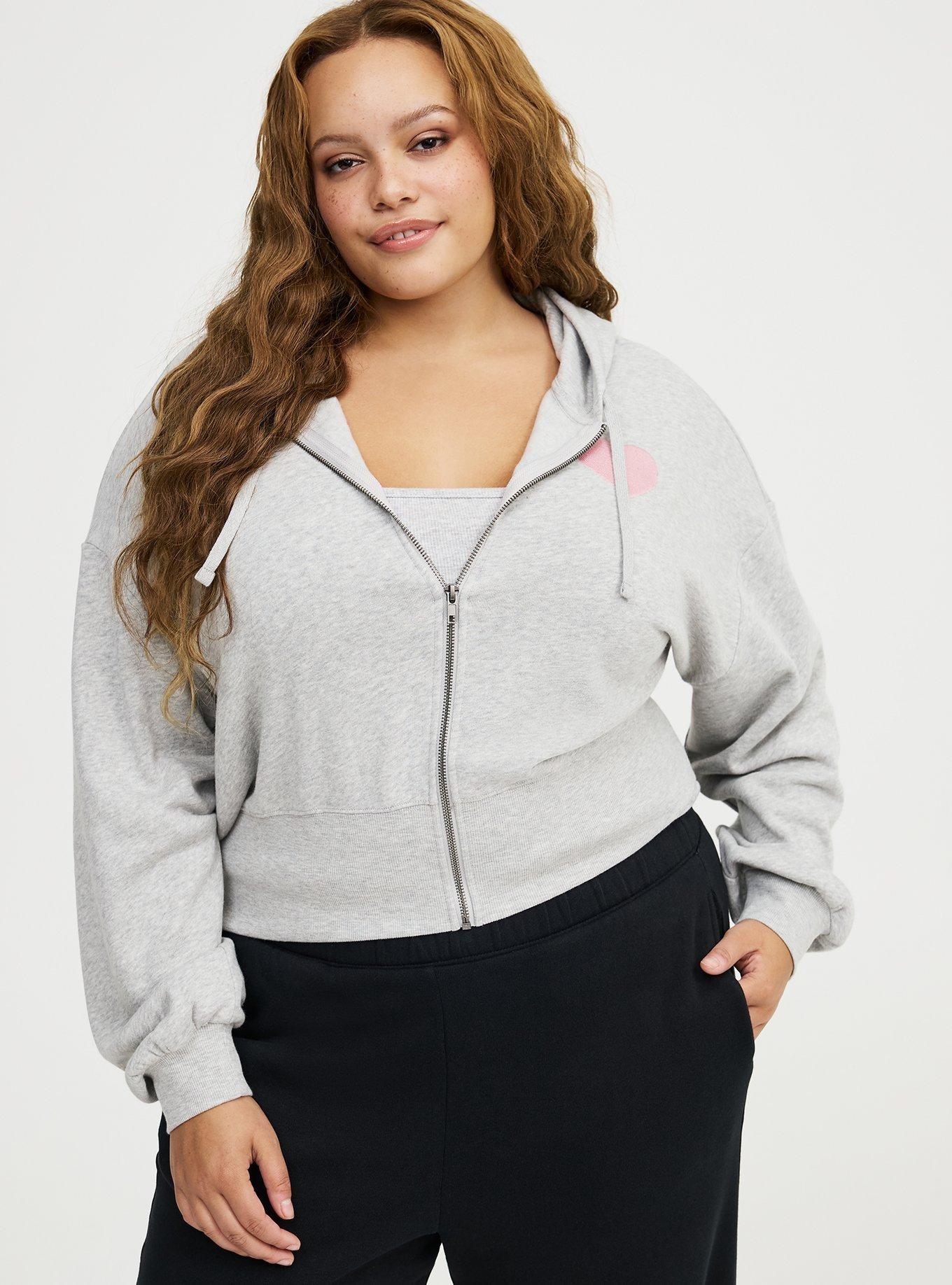 Cozy Fleece Fitted Waist Zip-Up Hoodie, LIGHTEST HEATHER GREY, alternate