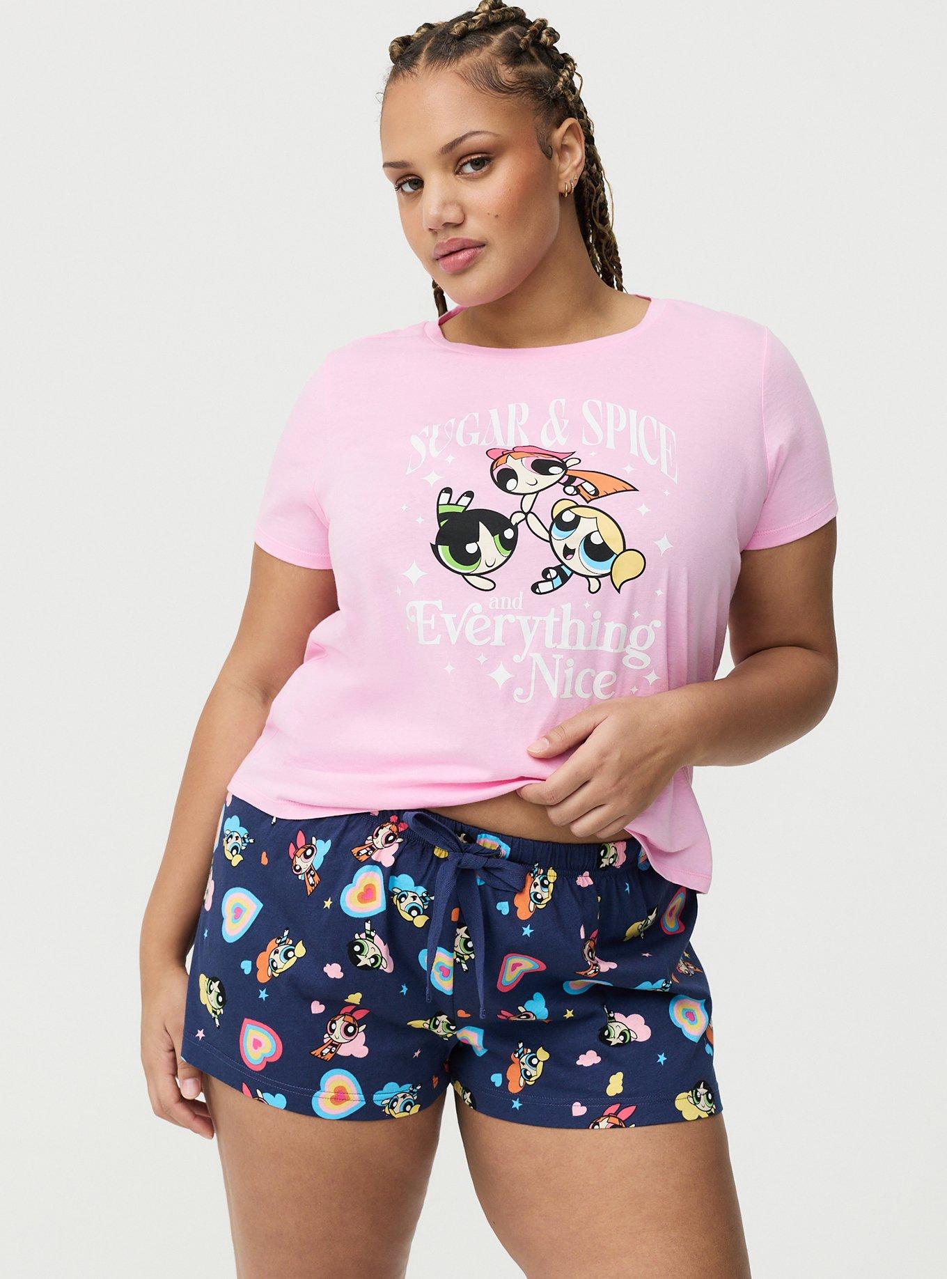 Plus Size Powerpuff Girls Sleep Short, POWERPUFF GIRLS SUGAR AND SPICE PRINT, hi-res