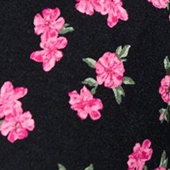 Plus Size Twist Front Slinky Babydoll Tunic Top, JENNA FLORAL BLACK, swatch