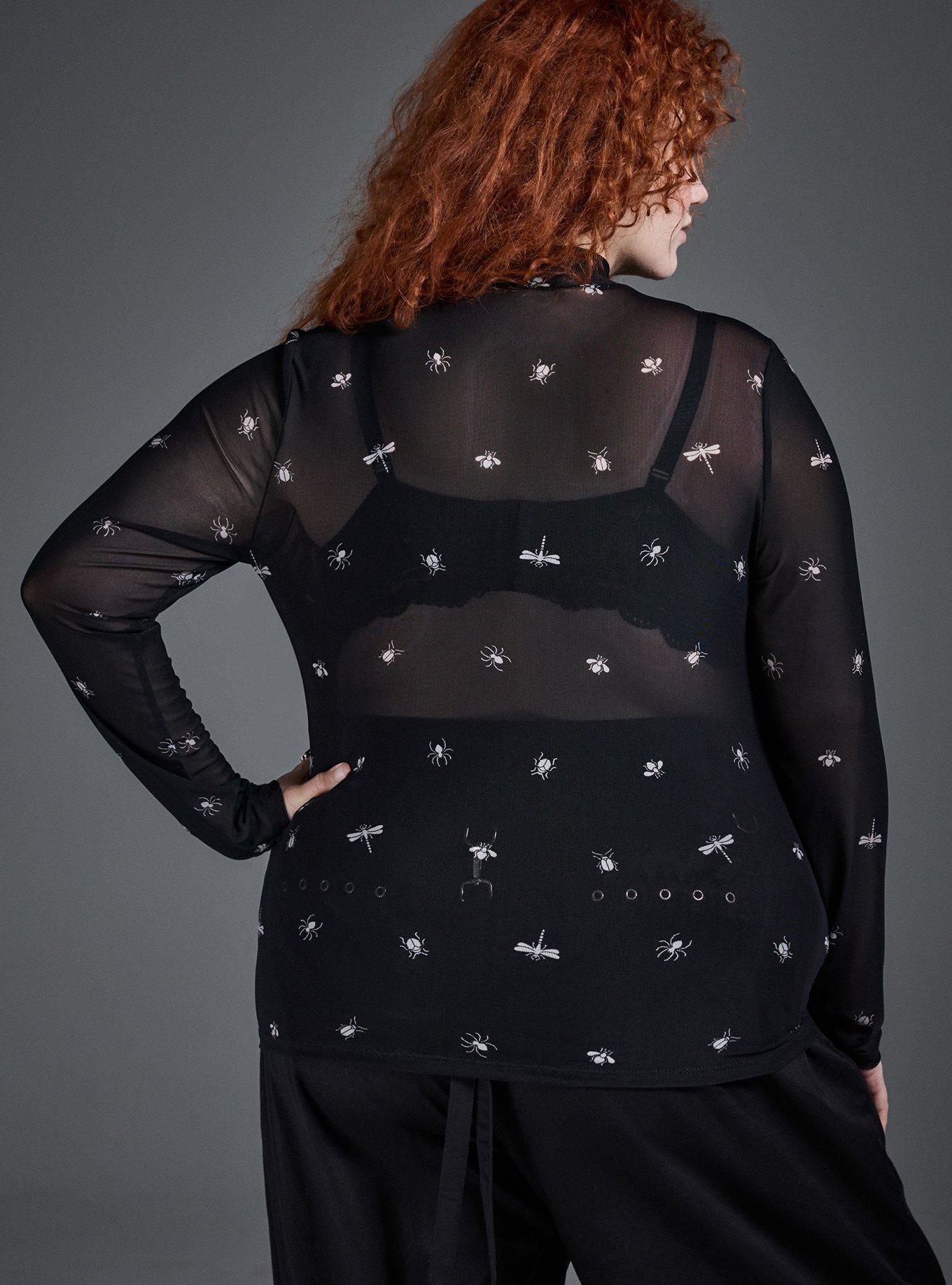 Nightfall Mesh Mock Neck Top, BADDIE BUGS BLACK, alternate