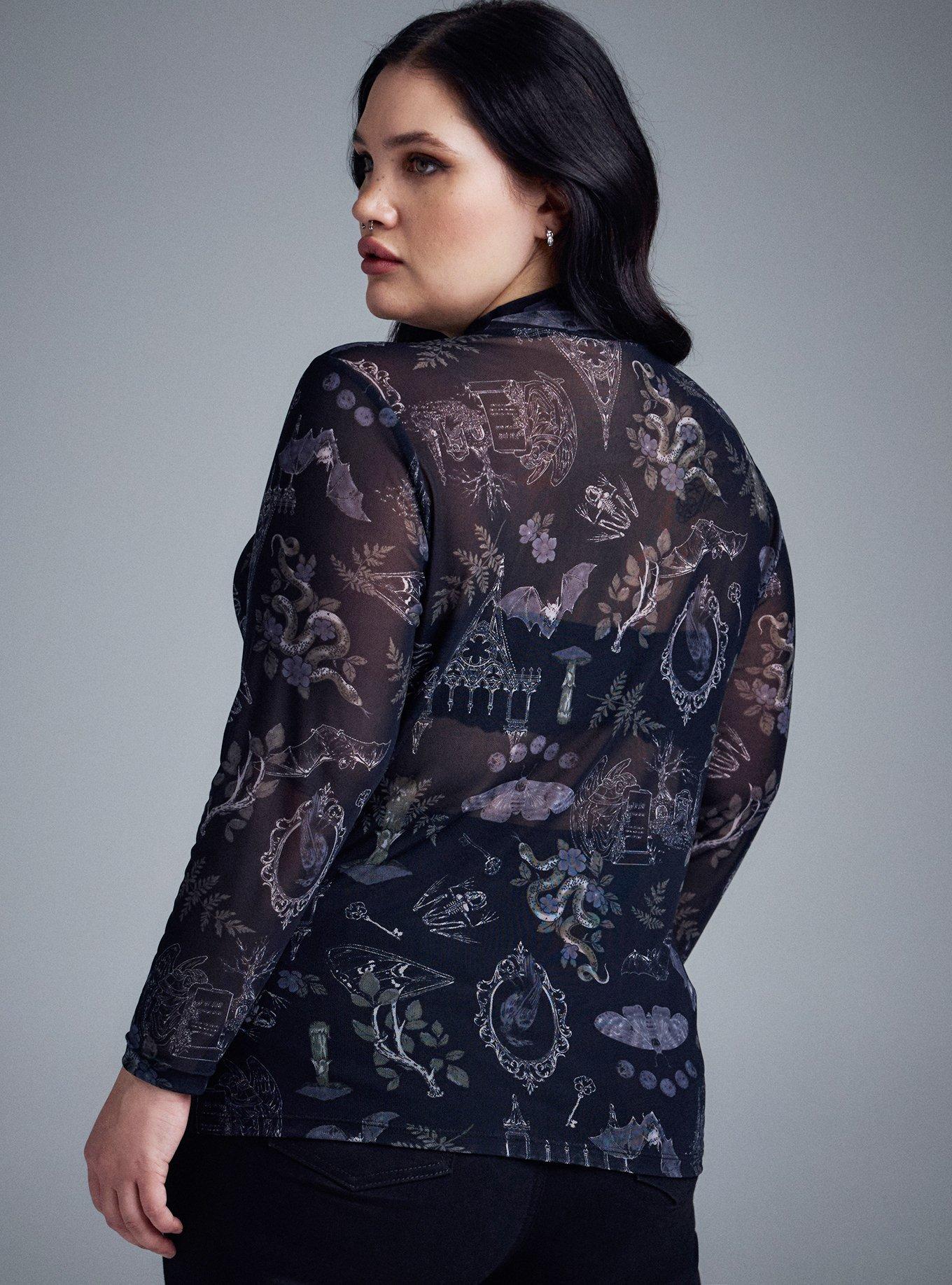 Nightfall Mesh Mock Neck Top, PERSOPHONES FOREST BLACK, alternate