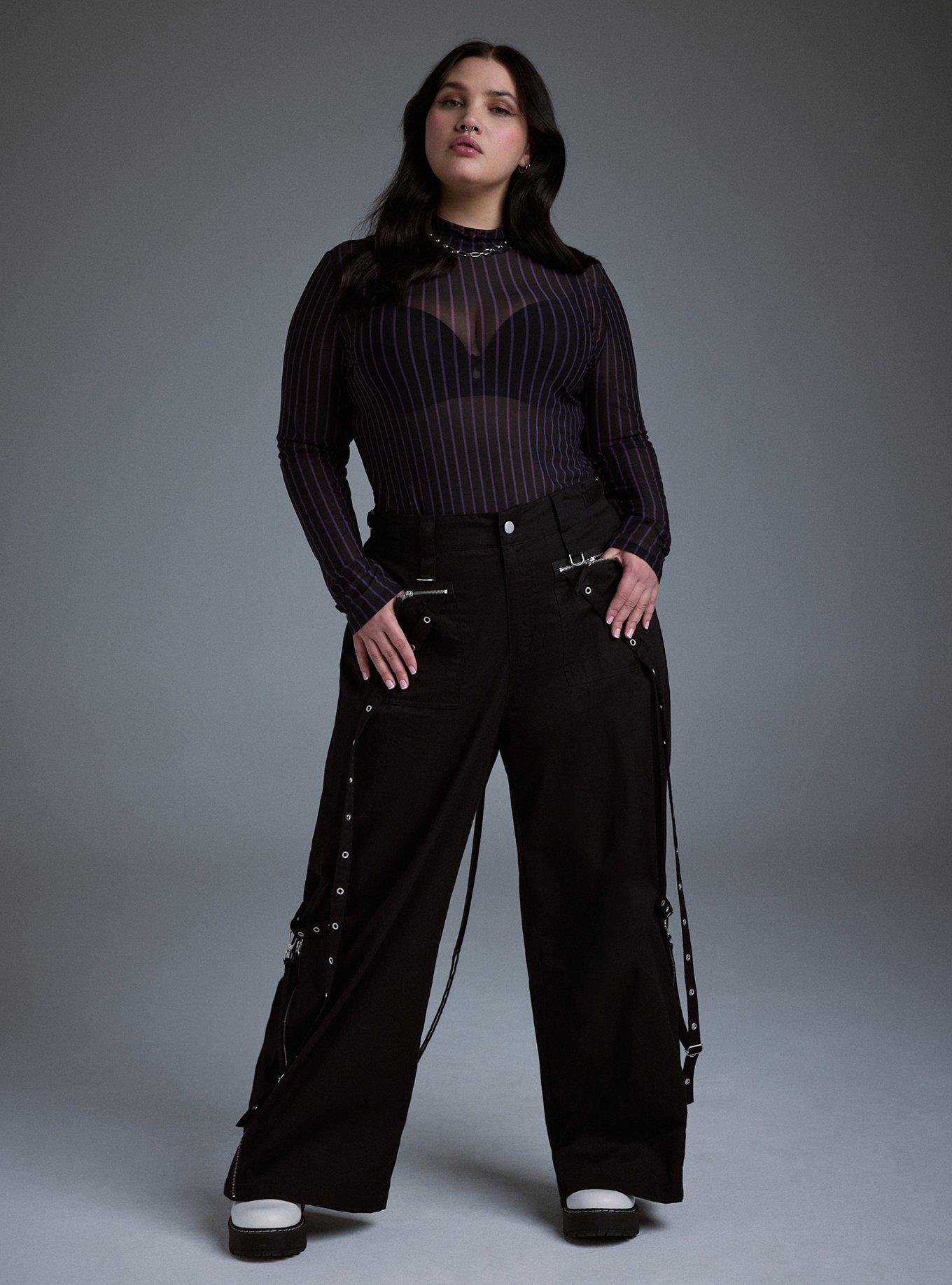 Nightfall Mesh Mock Neck Top, BURNOUT STRIPE BLACK, alternate