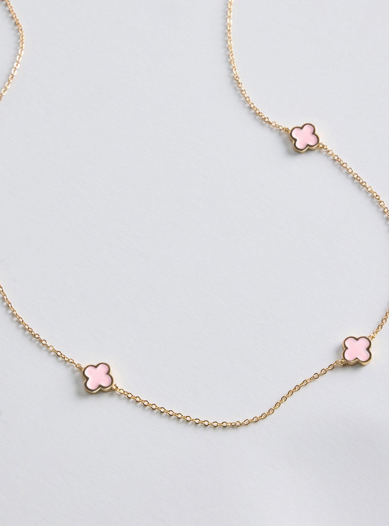 Clover Chain Necklace, PINK, alternate