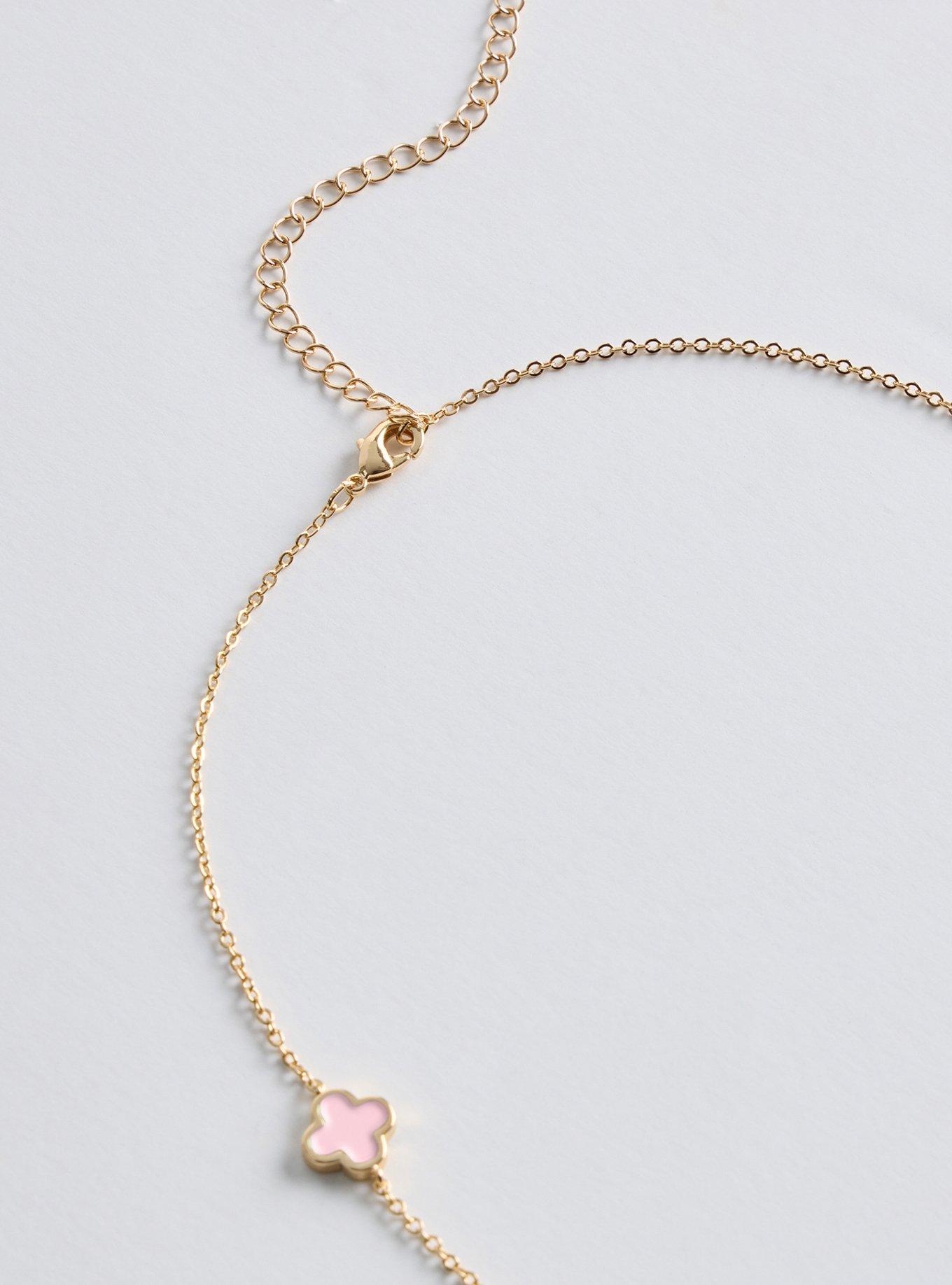 Clover Chain Necklace, PINK, alternate