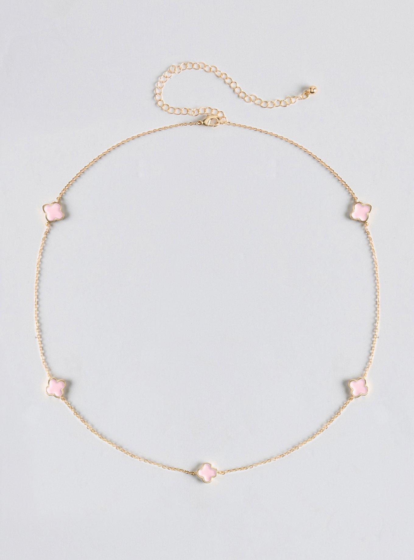Clover Chain Necklace, PINK, hi-res