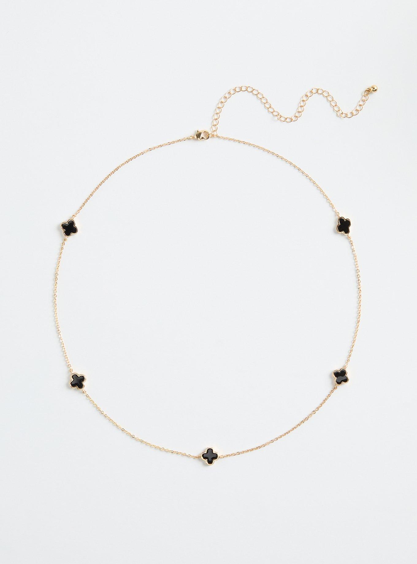 Clover Delicate Chain Necklace, GOLD, hi-res