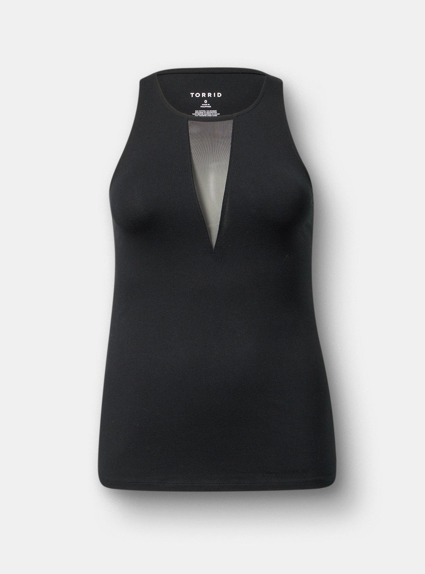 Foxy Mesh Inset Tank, DEEP BLACK, hi-res