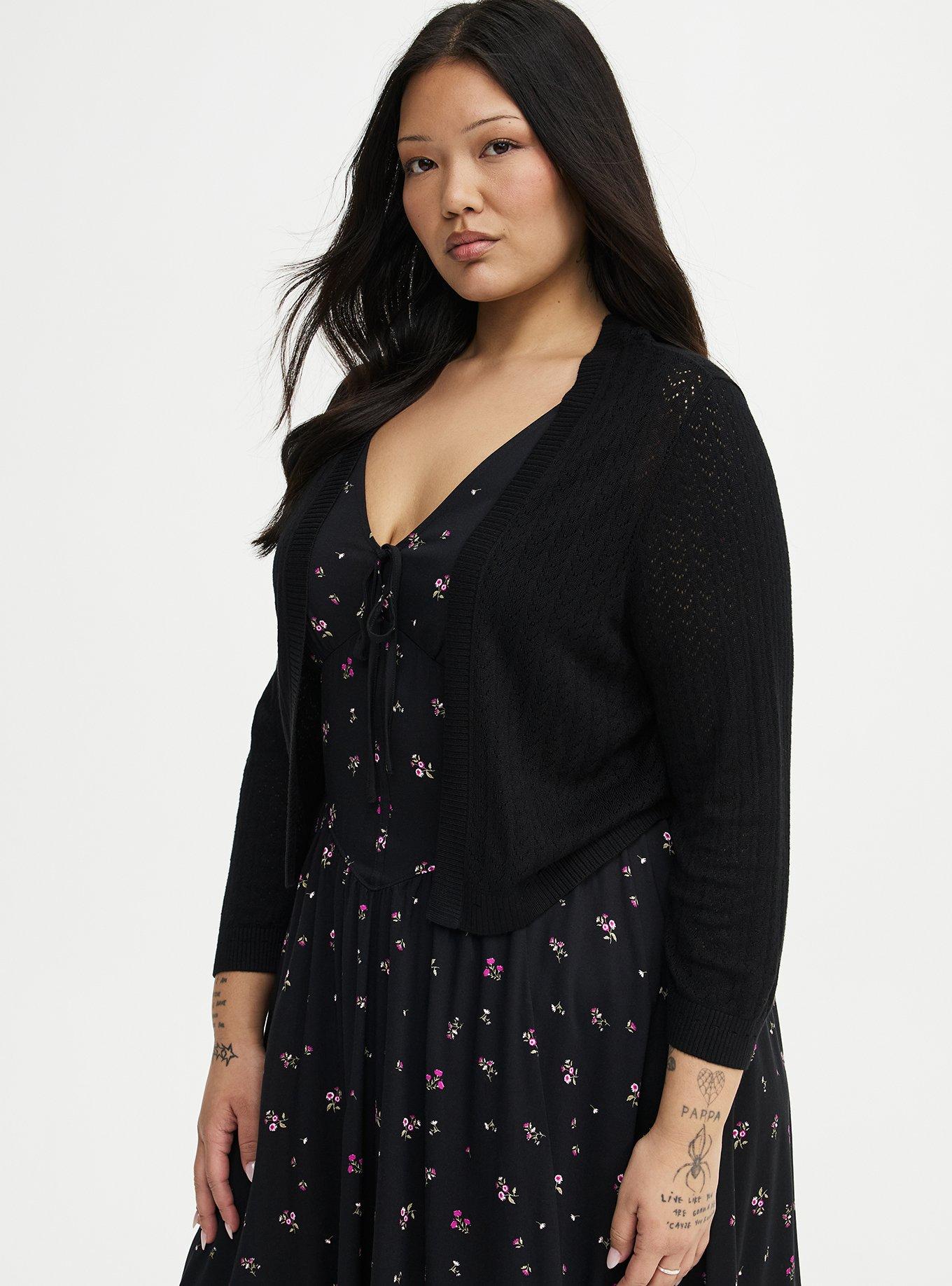 Pointelle Shrug in Black