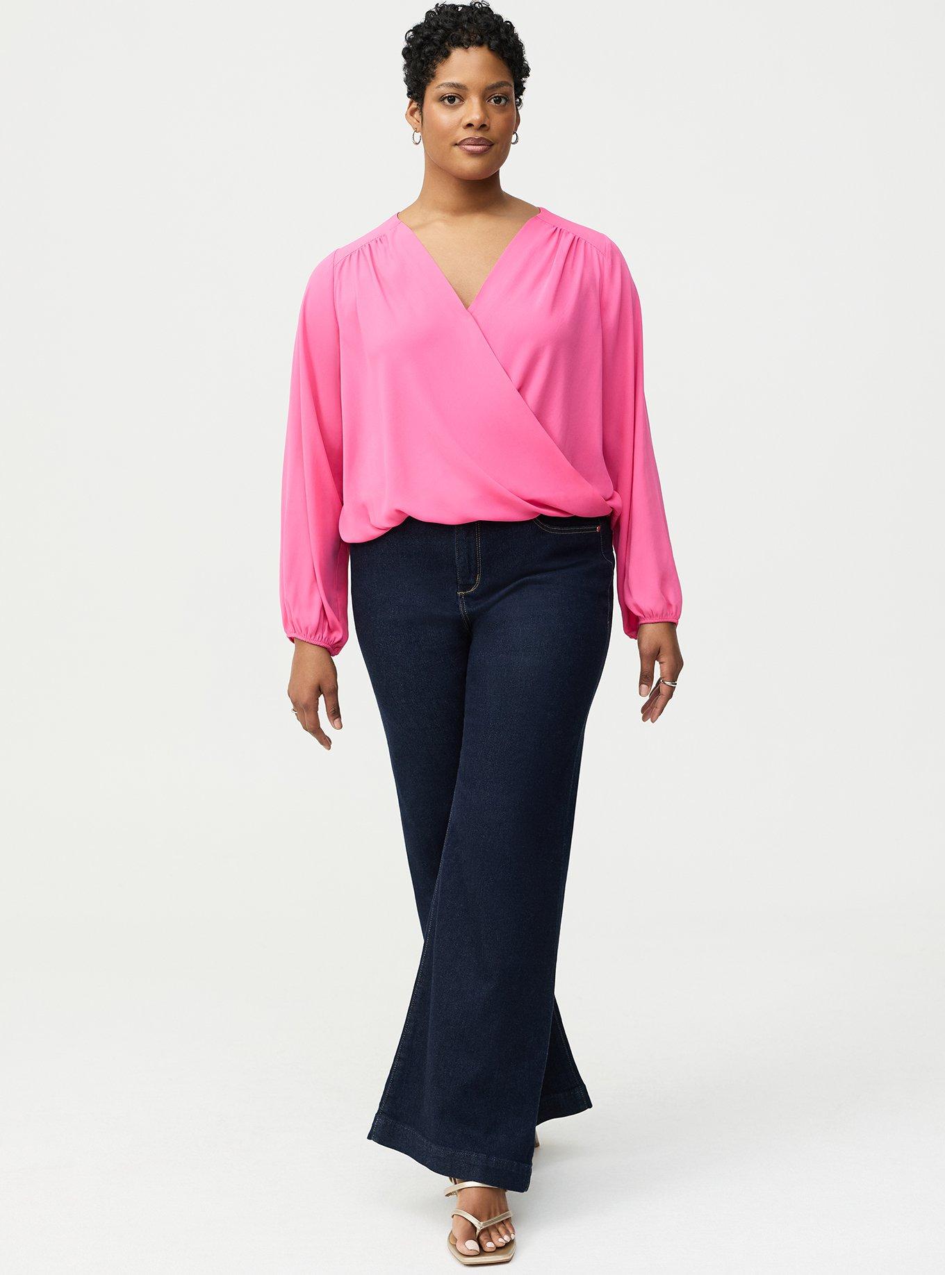 Georgette Surplice Blouse, SHOCKING PINK, alternate