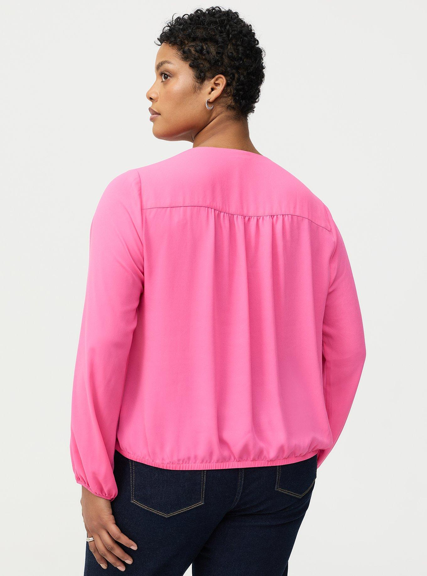 Georgette Surplice Blouse, SHOCKING PINK, alternate