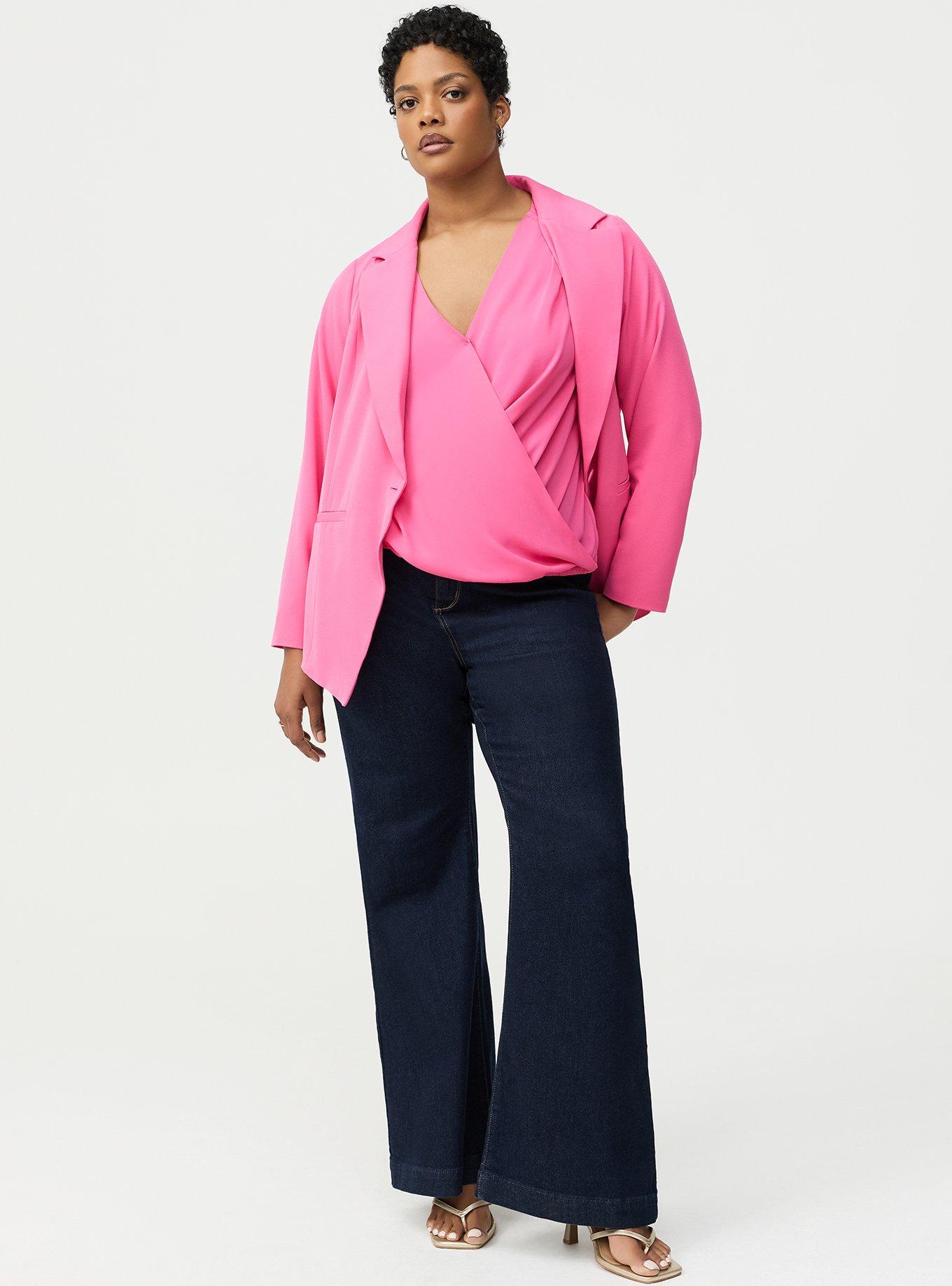 Georgette Surplice Blouse, SHOCKING PINK, alternate