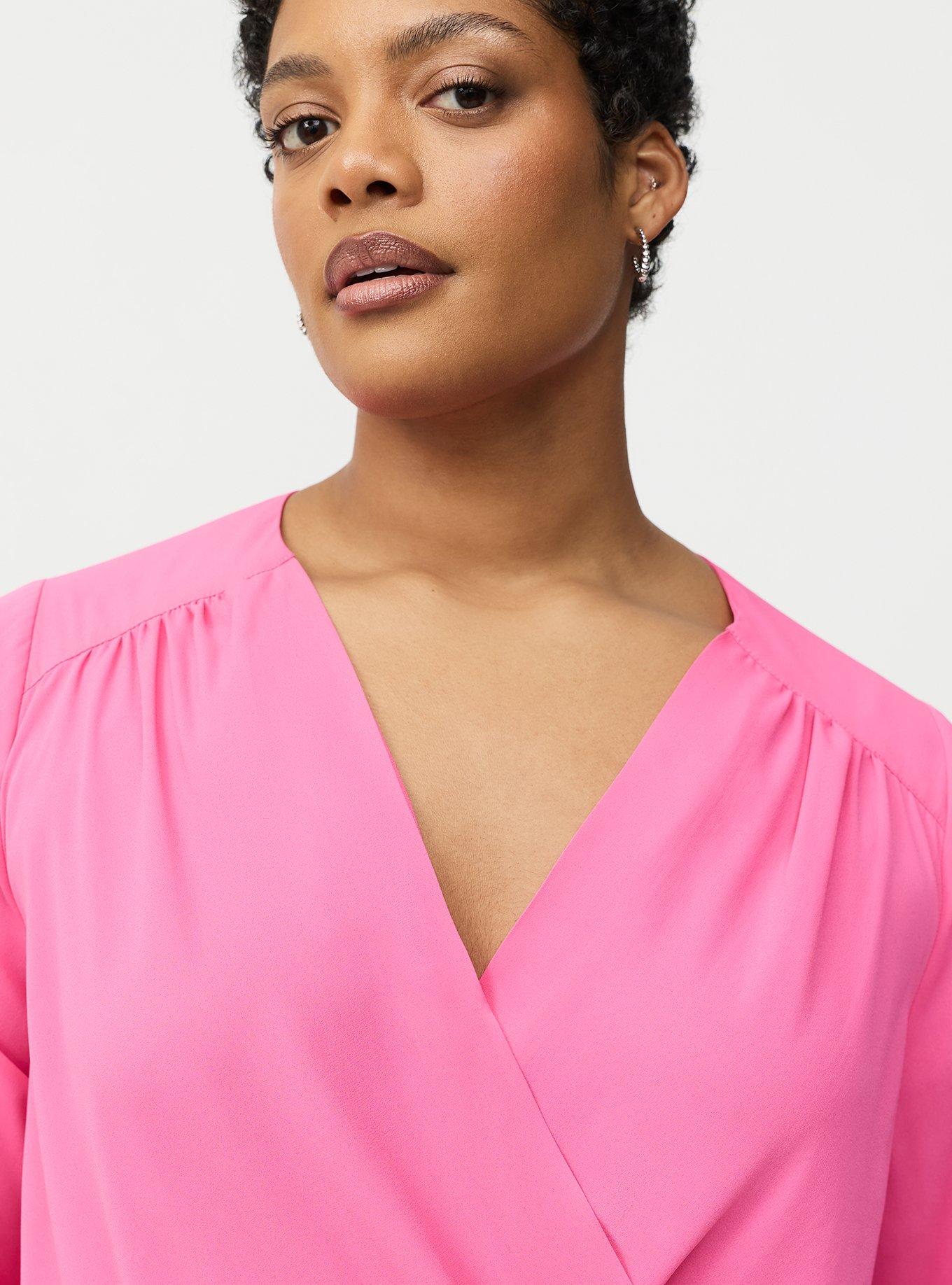 Georgette Surplice Blouse, SHOCKING PINK, alternate