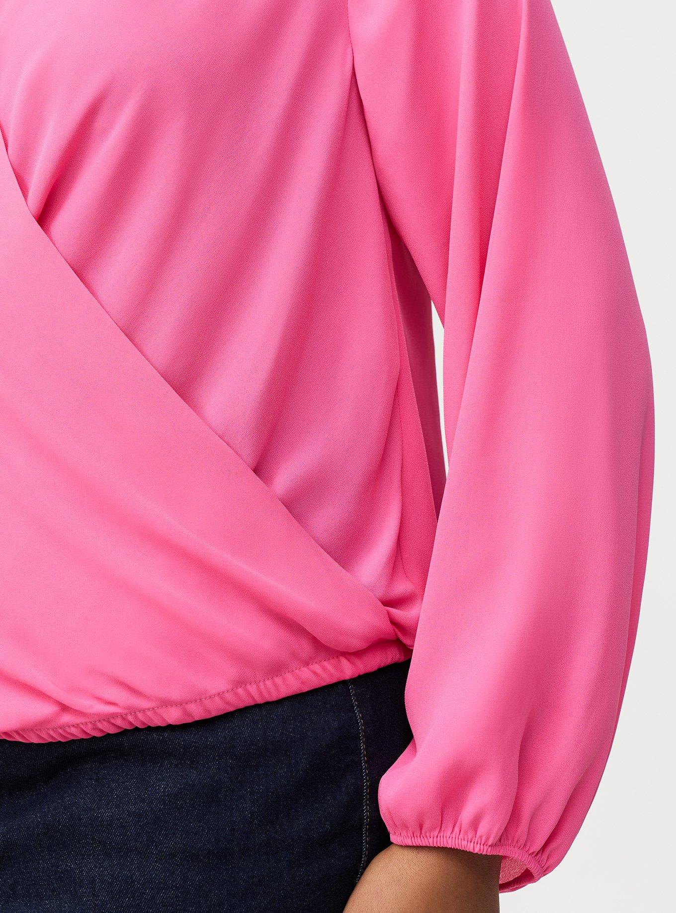 Georgette Surplice Blouse, SHOCKING PINK, alternate