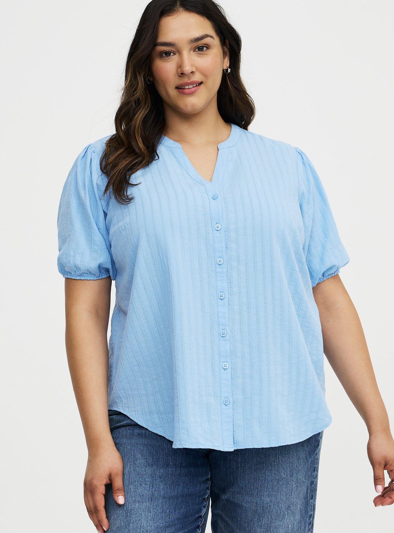 Plus Size - Puff Sleeve Button Front Top - Torrid