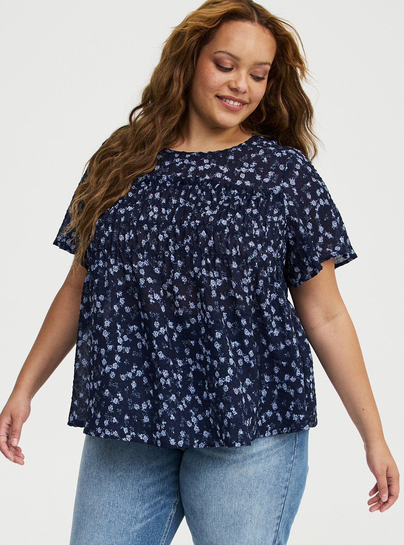 Chiffon  Smocked Detail Top, RENA DITSY FLORAL NAVY, alternate