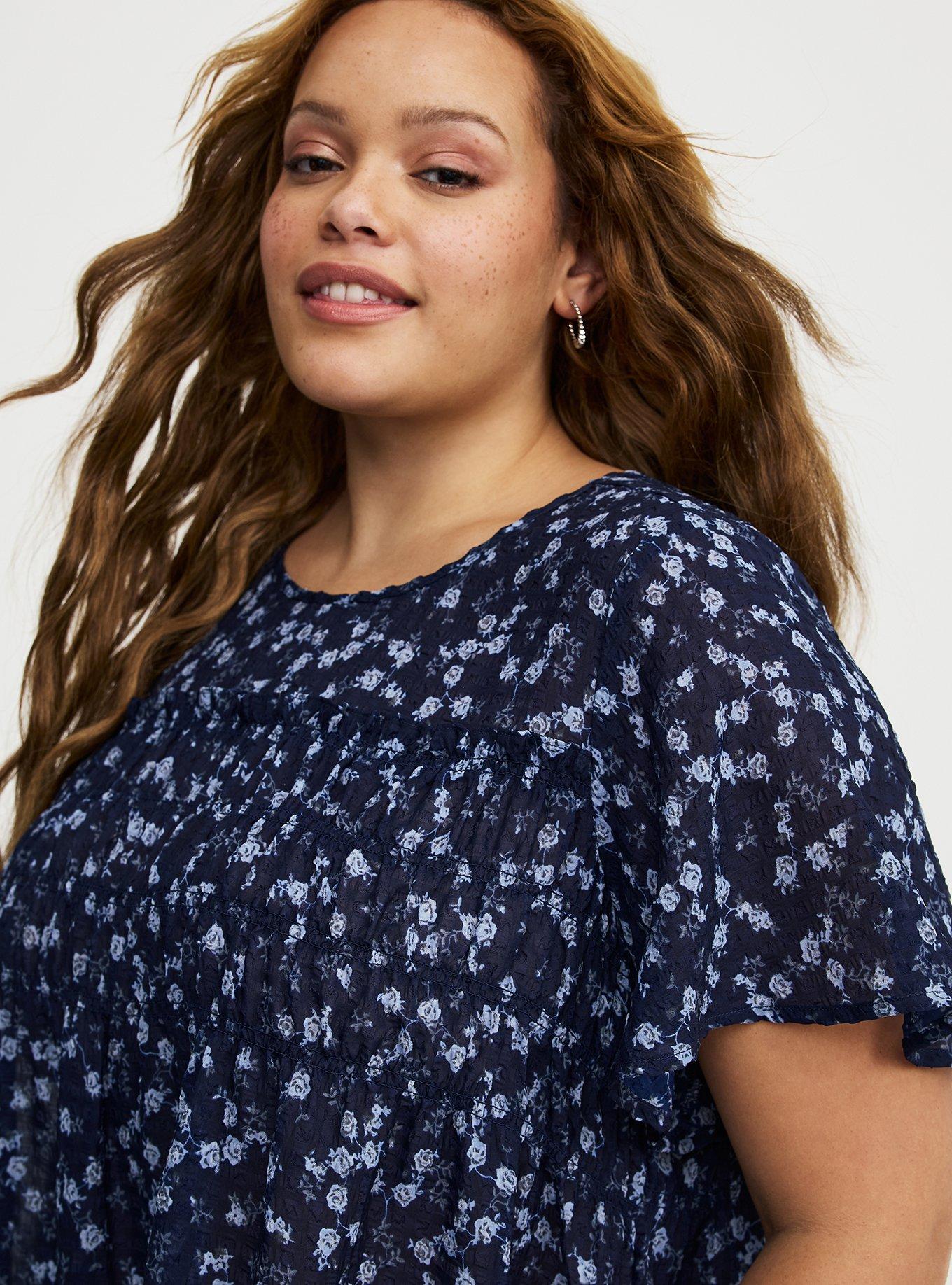 Chiffon  Smocked Detail Top, RENA DITSY FLORAL NAVY, alternate