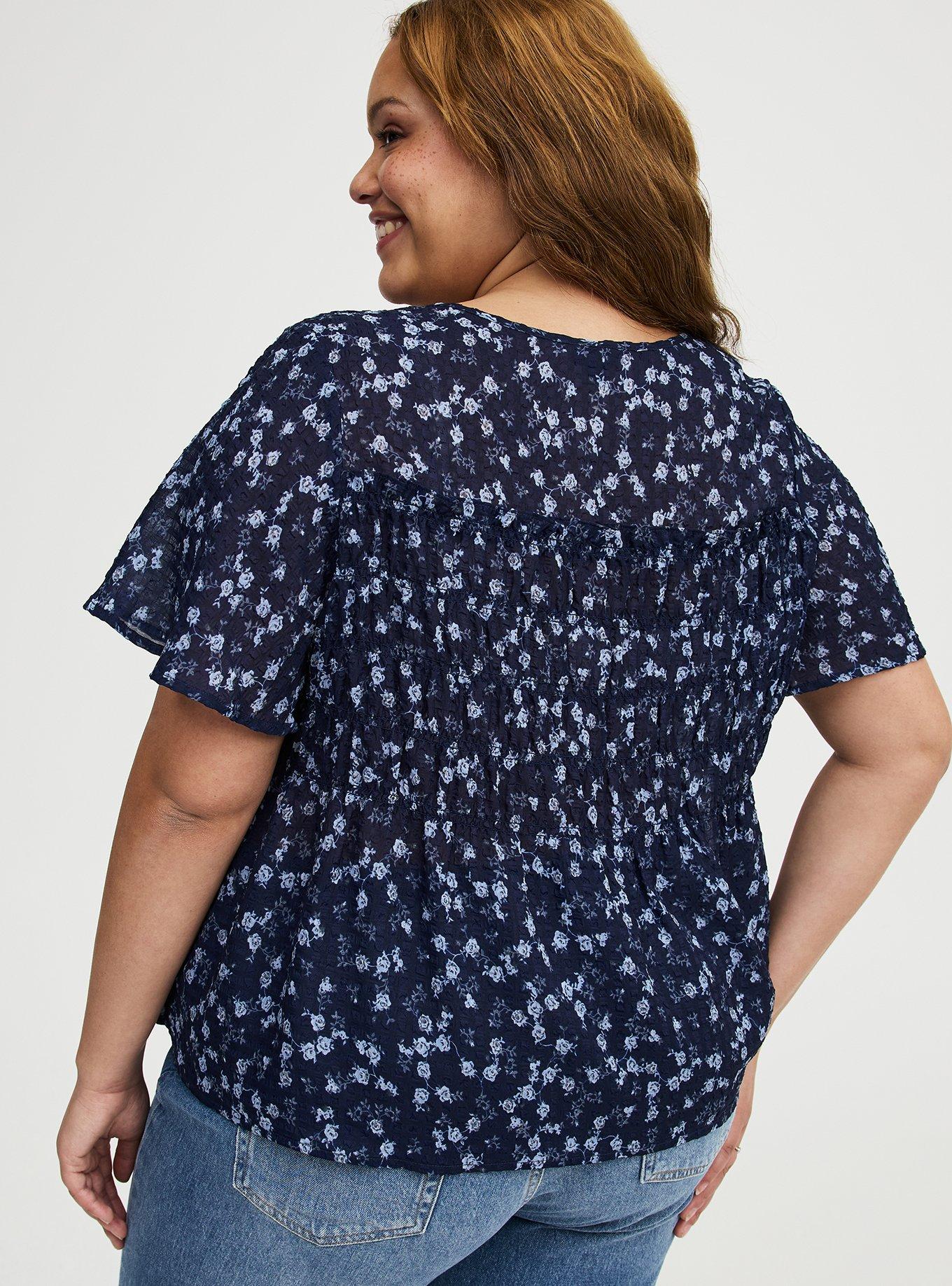 Chiffon  Smocked Detail Top, RENA DITSY FLORAL NAVY, alternate