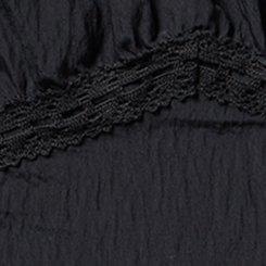 Plus Size Lace Trim Peplum Top, DEEP BLACK, swatch