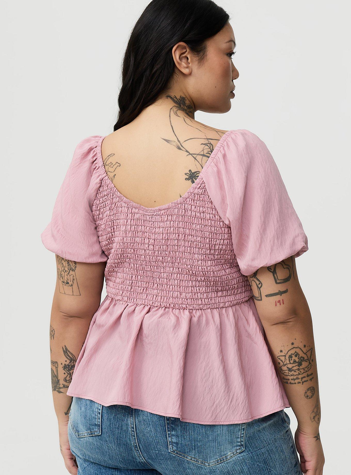 Lace Trim Peplum Top, LILAS, alternate