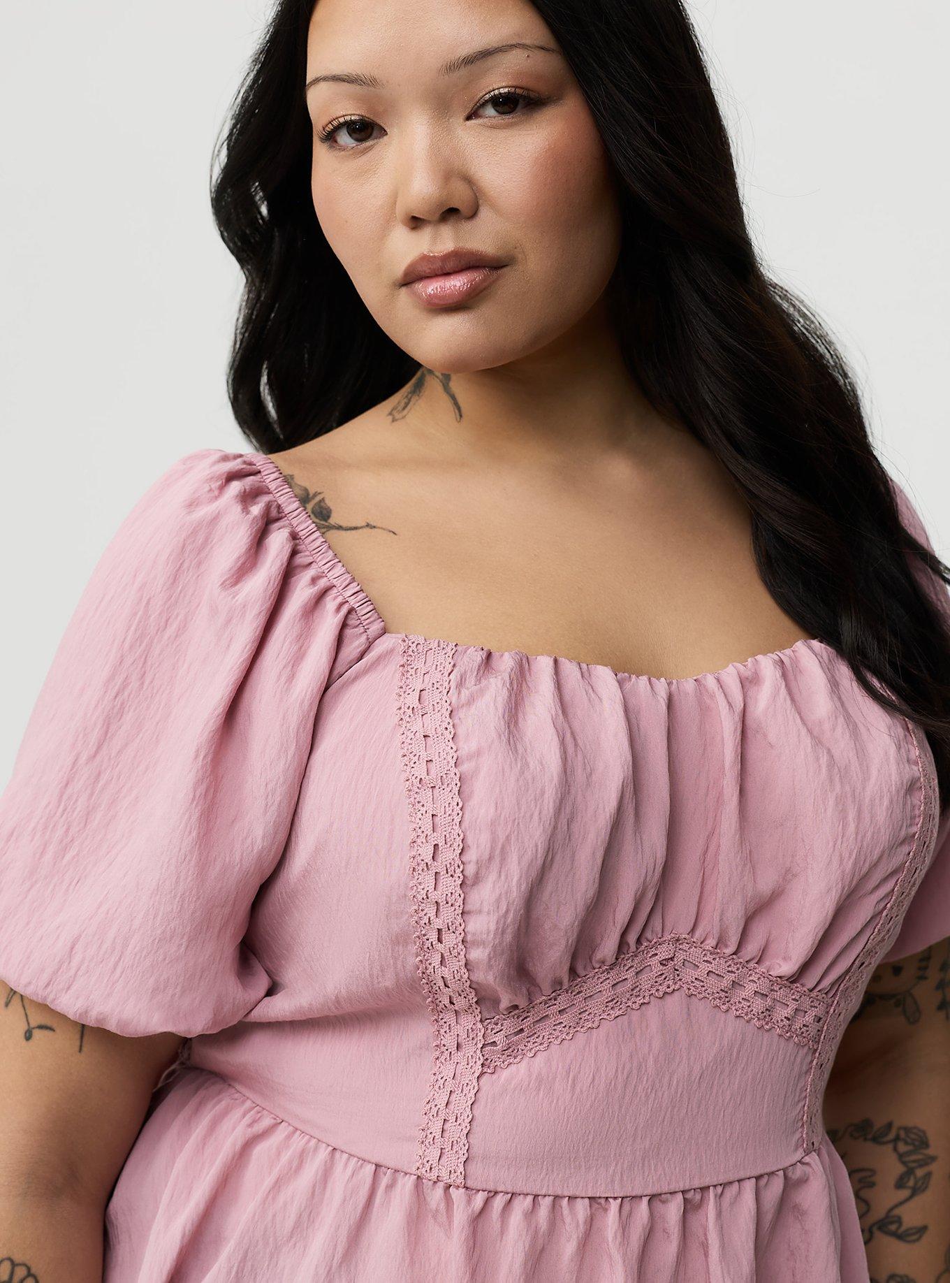 Lace Trim Peplum Top, LILAS, alternate