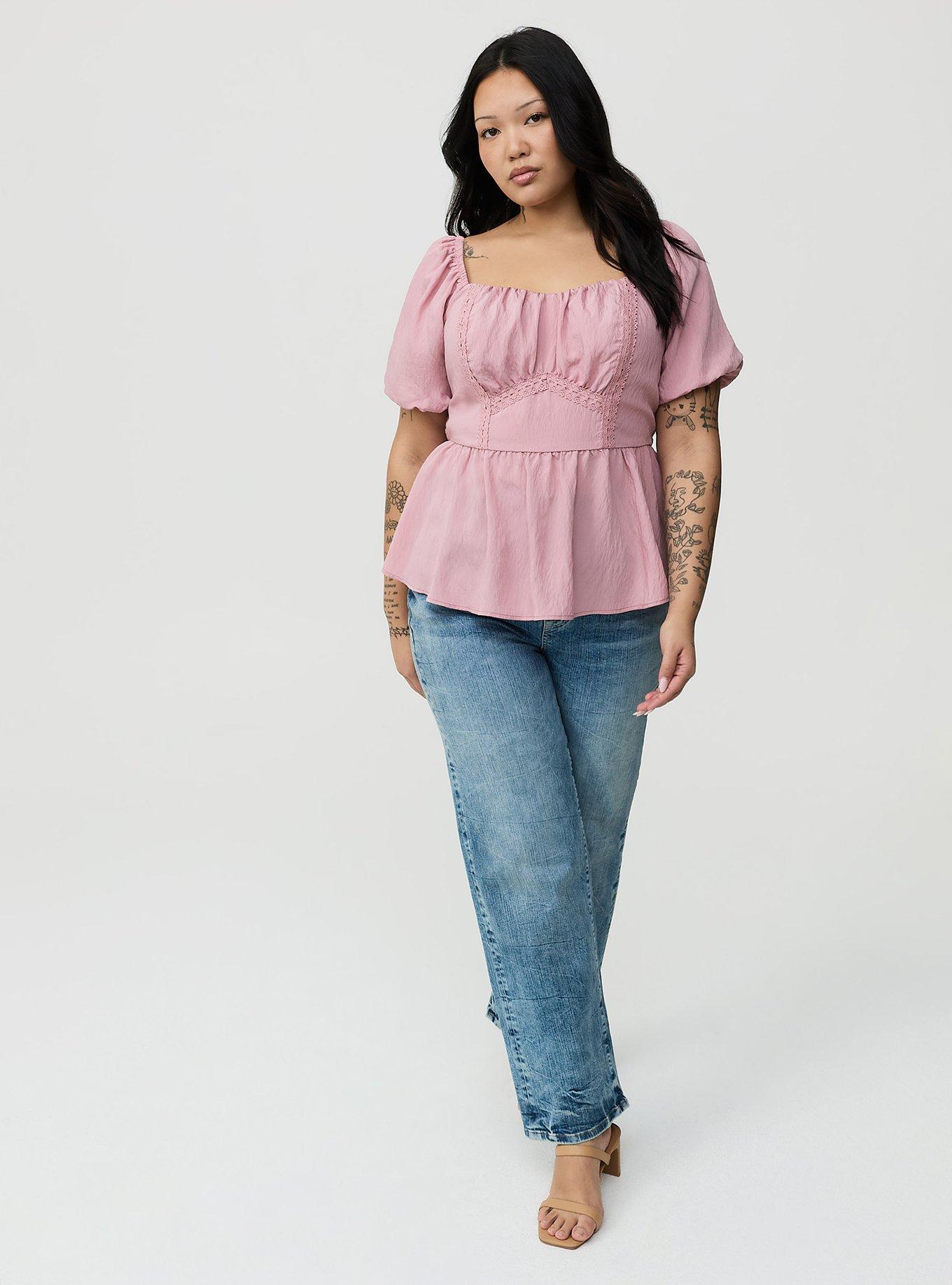 Lace Trim Peplum Top