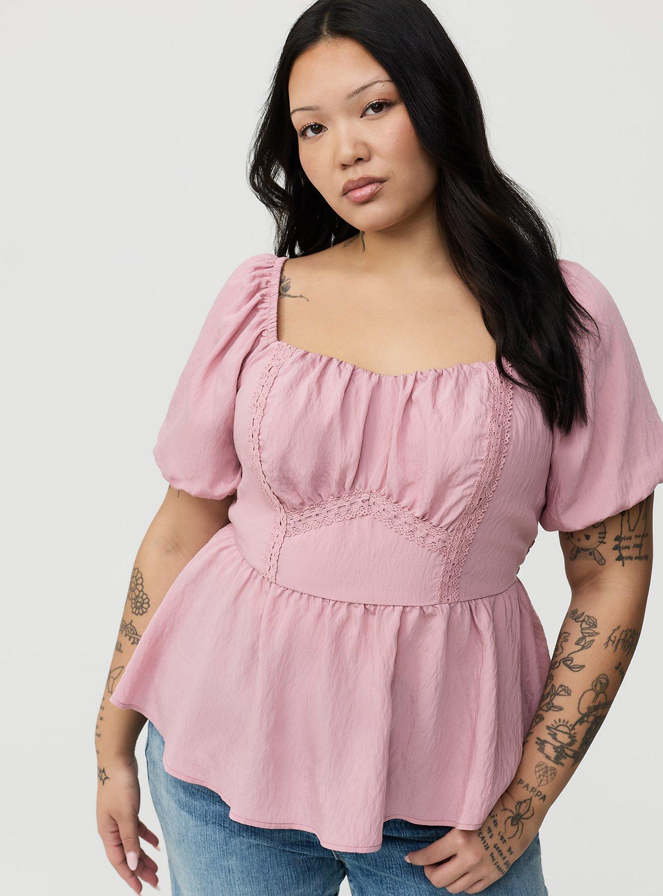 Lace Trim Peplum Top