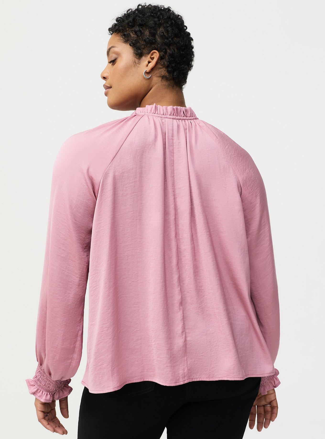 Satin Tie-Front Peasant Blouse, LILAS, alternate