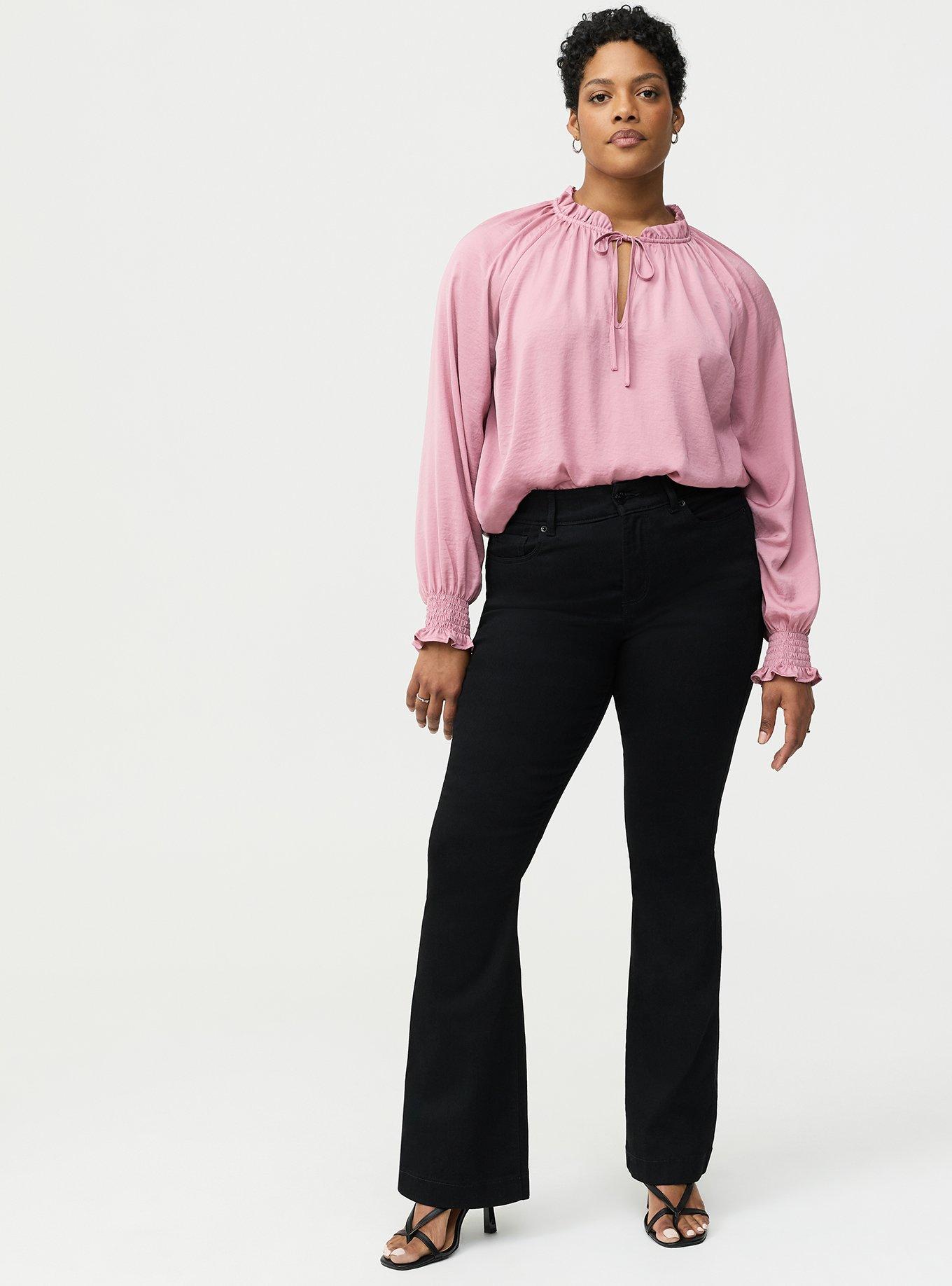 Satin Tie-Front Peasant Blouse, LILAS, alternate