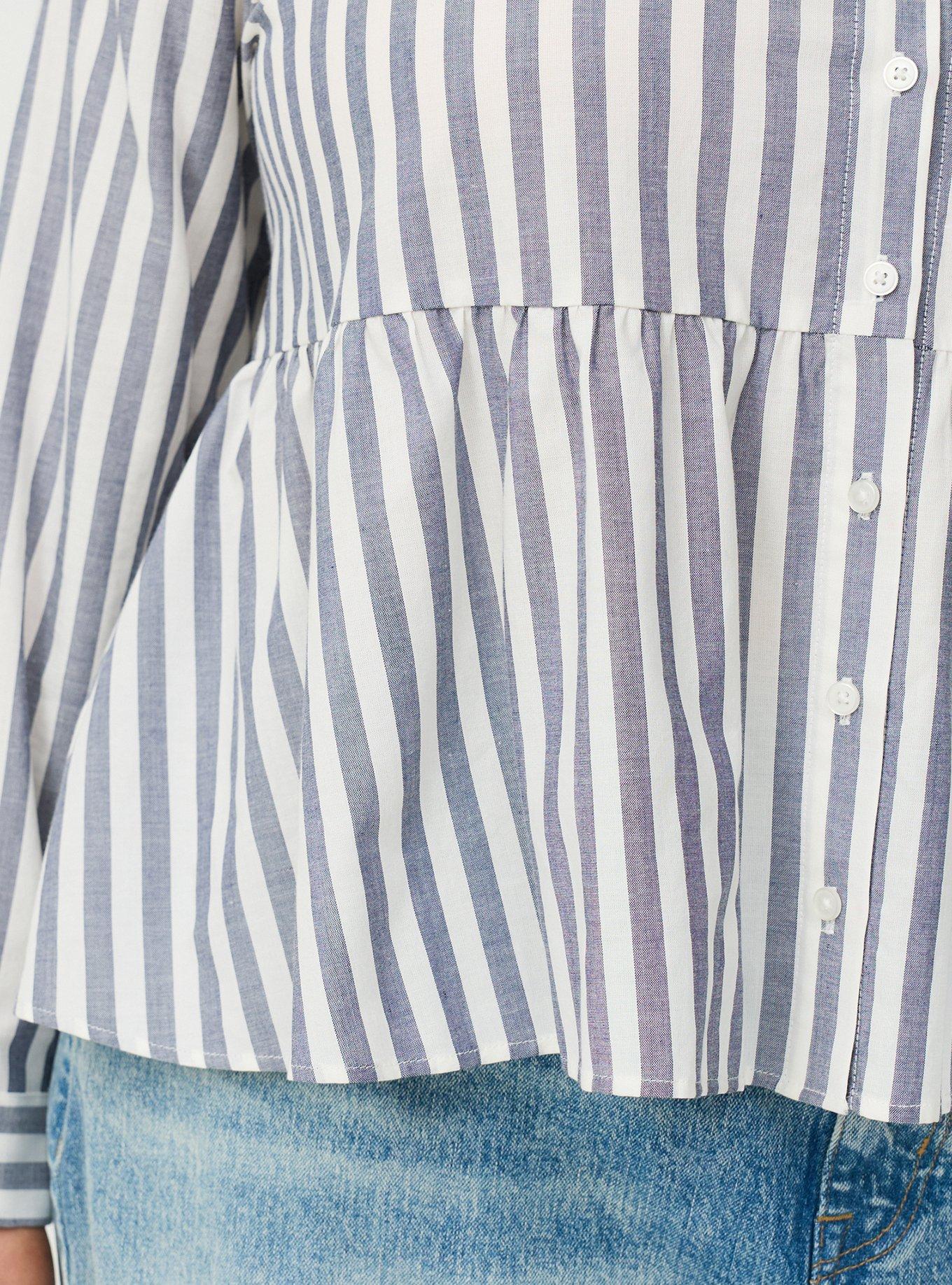 Button-Down Peplum Shirt, DAYBREAK STRIPE CLOUD DANCER, alternate