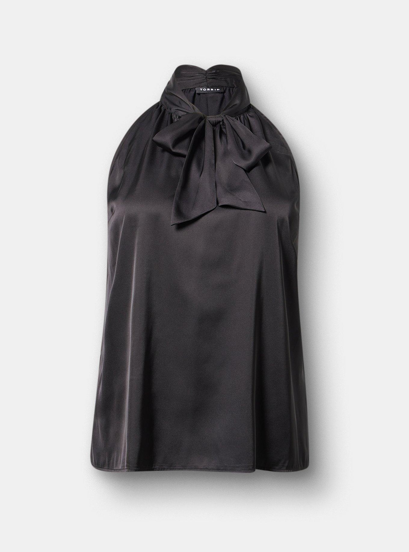 Satin Goddess Tie Neck Top