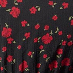 Ruffle Smocked Waist Top, PETITE ROSES FLORAL BLACK RED, swatch