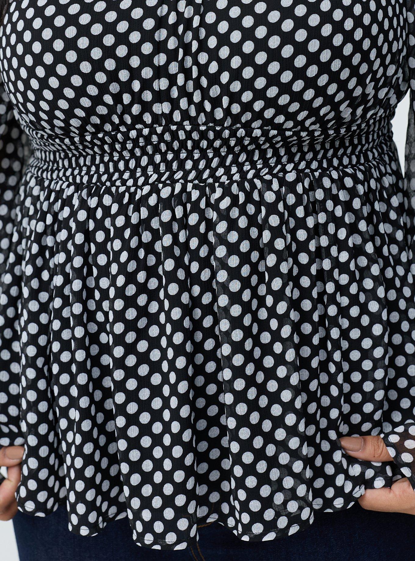 Ruffle Smocked Waist Top, SNUG DOTS BLACK, alternate