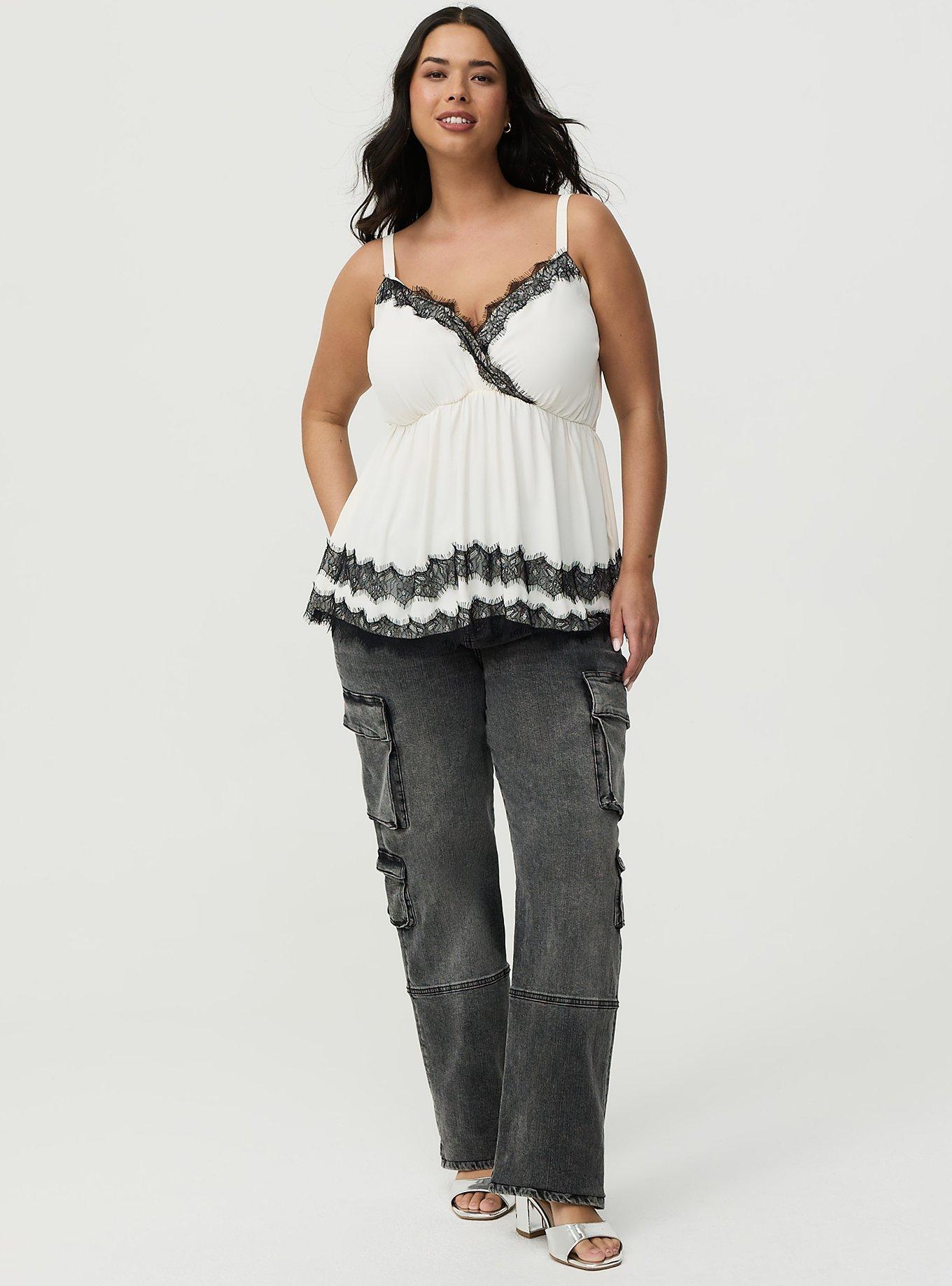 Scallop Trim Babydoll Cami, WHISPER WHITE, alternate