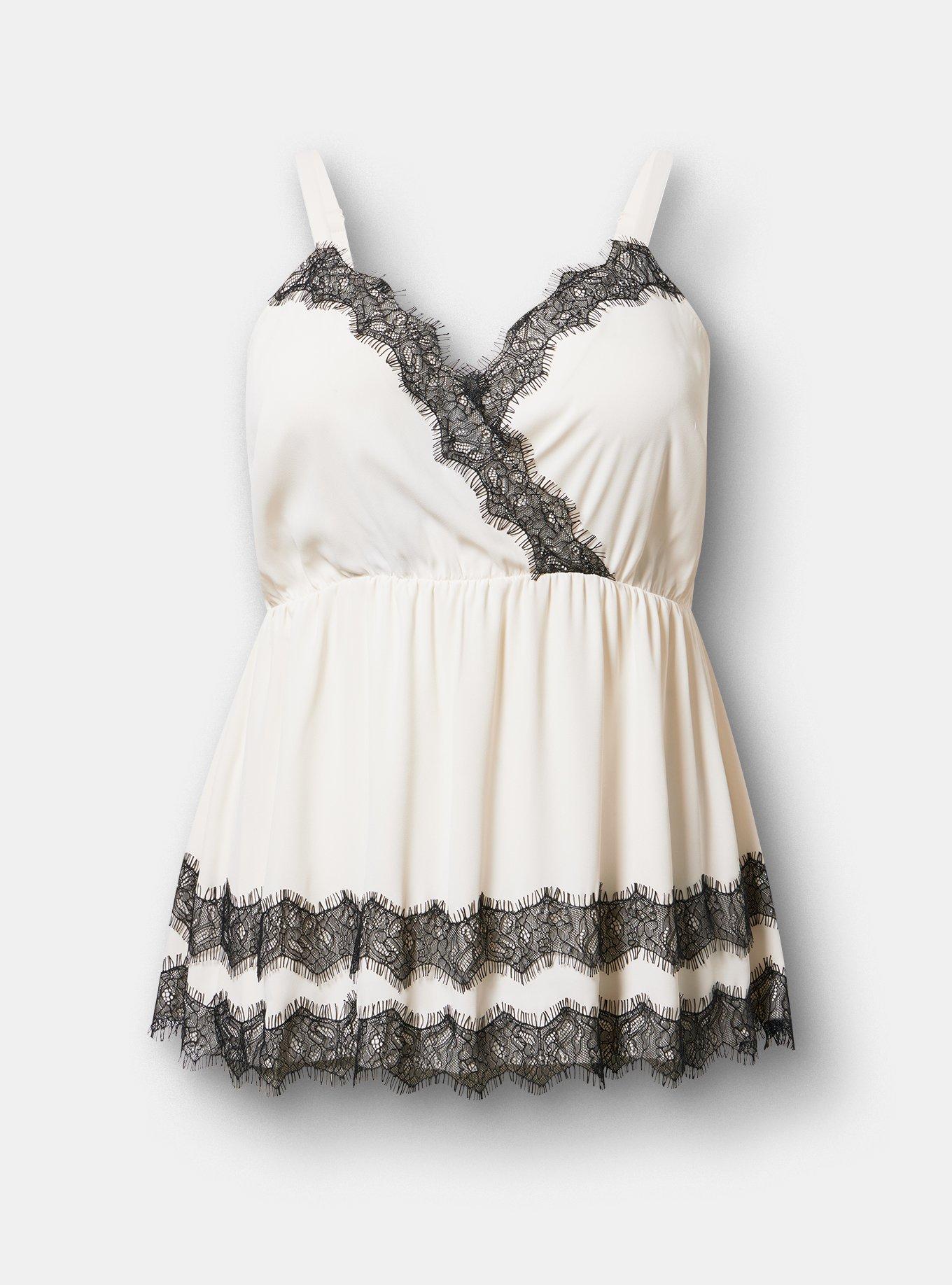 Scallop Trim Babydoll Cami, WHISPER WHITE, hi-res