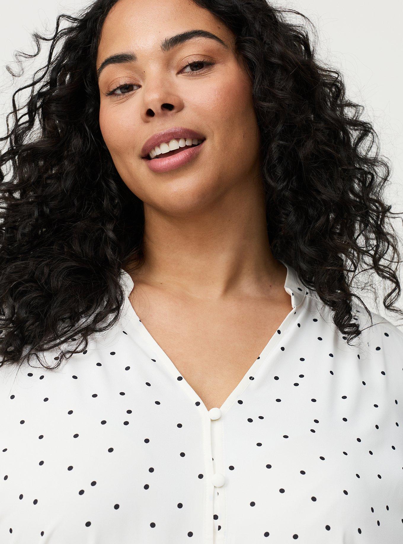 Georgette Button Front Blouse, DOTS A LOTS WHITE, alternate