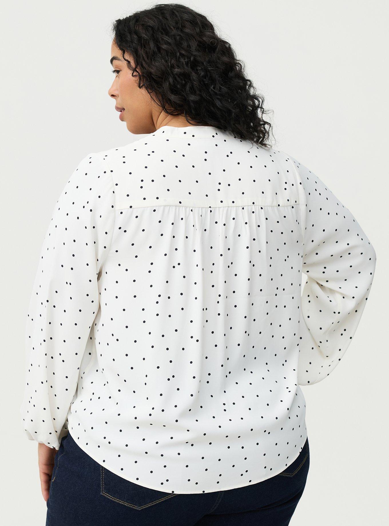 Georgette Button Front Blouse, DOTS A LOTS WHITE, alternate