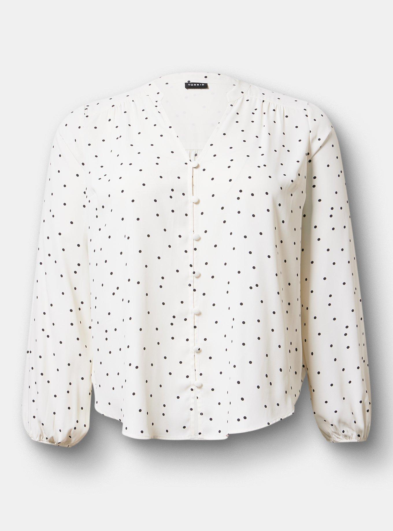 Georgette Button Front Blouse, DOTS A LOTS WHITE, hi-res