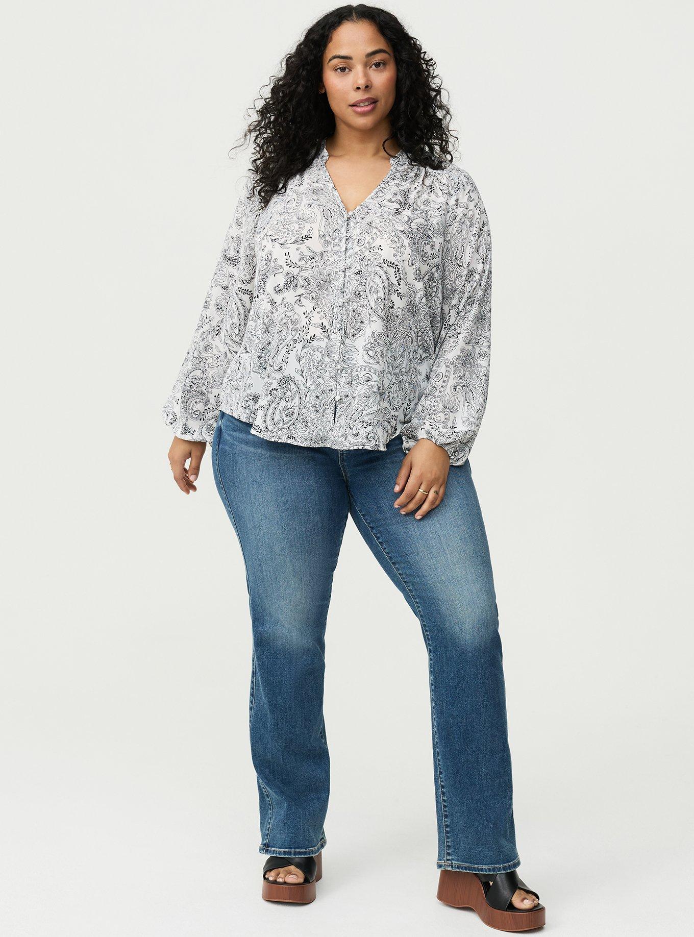 Georgette Button Front Blouse, ORCHESTRA PAISLEY WHITE, alternate