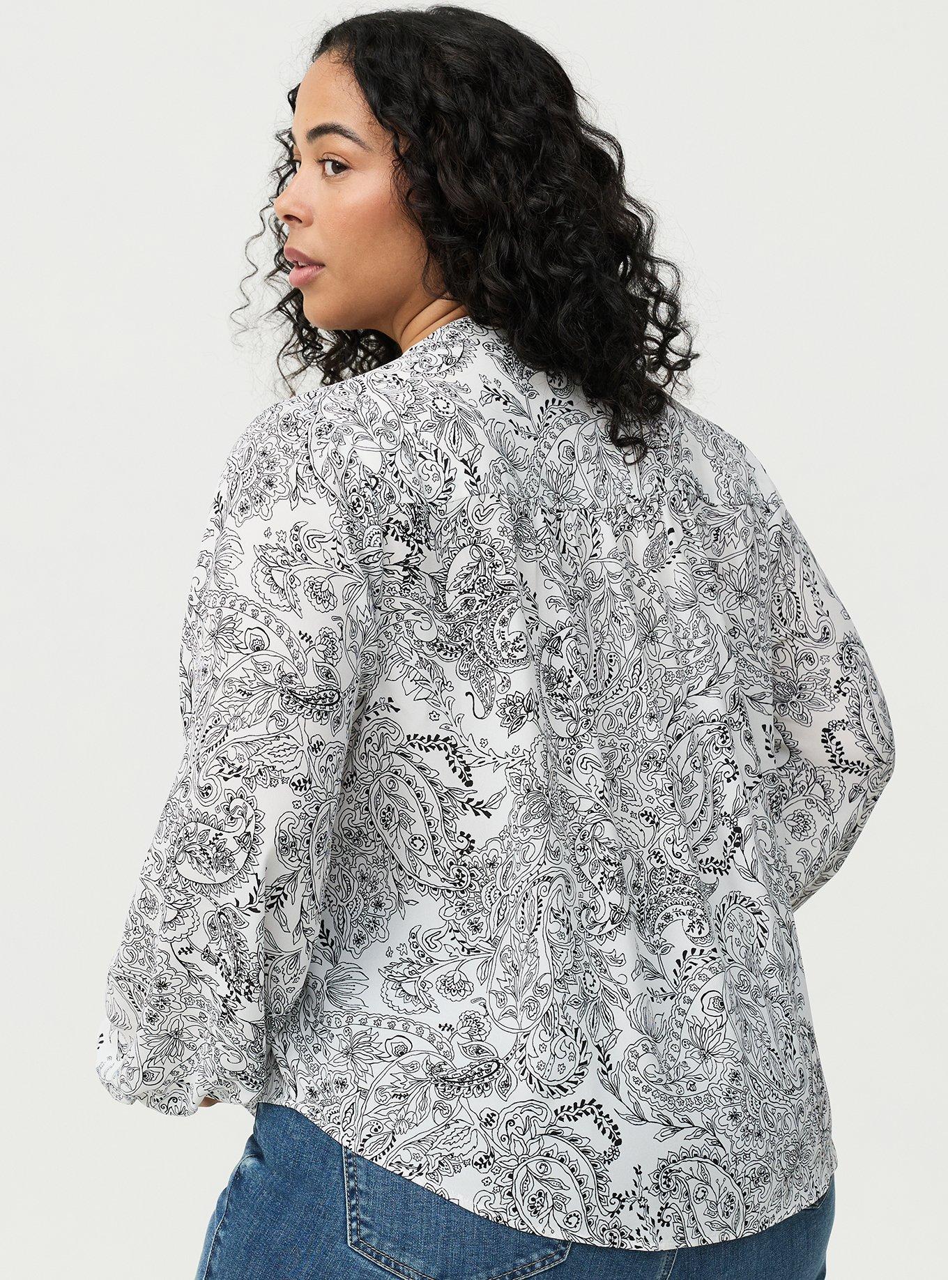 Georgette Button Front Blouse, ORCHESTRA PAISLEY WHITE, alternate